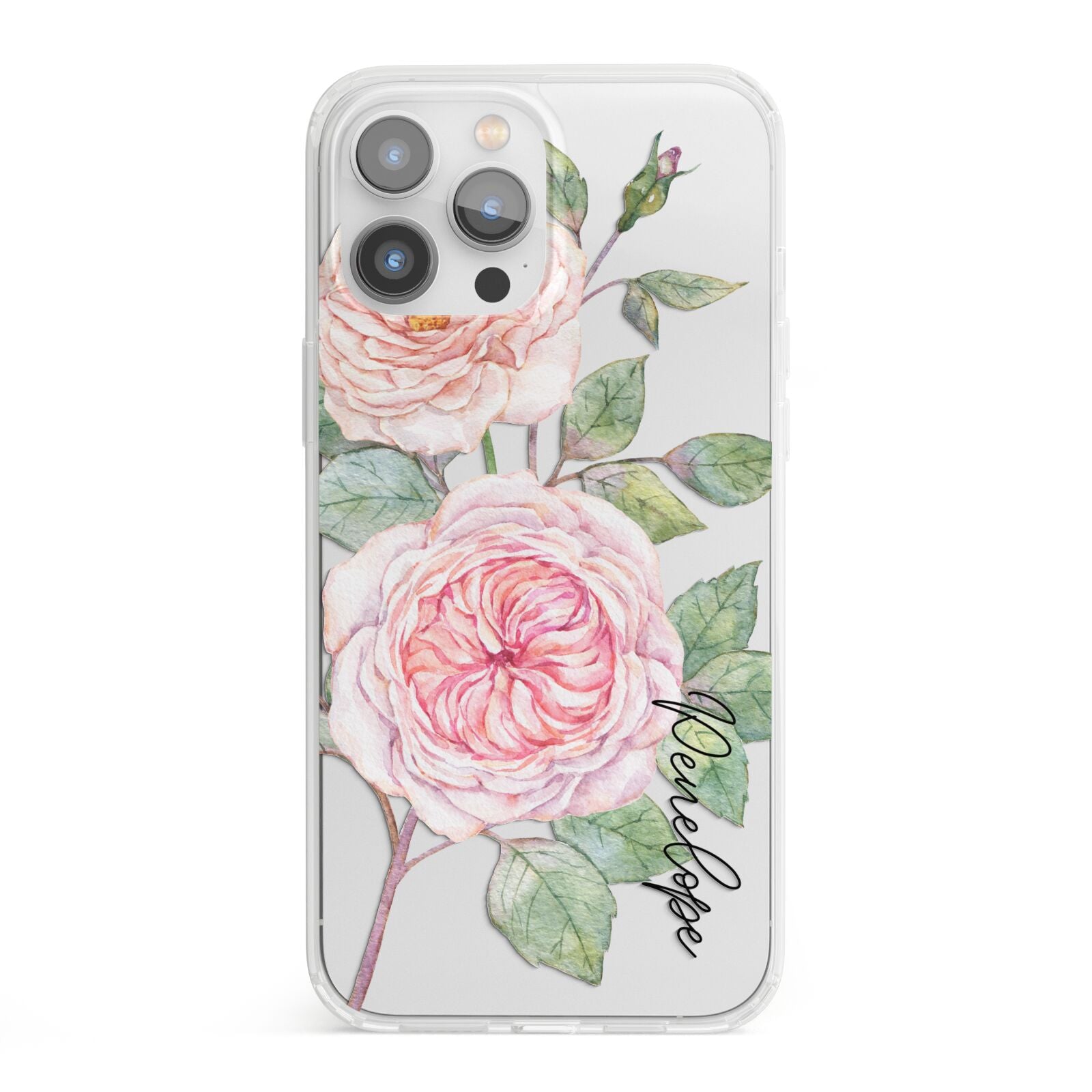 Personalised Peonies iPhone 13 Pro Max Clear Bumper Case