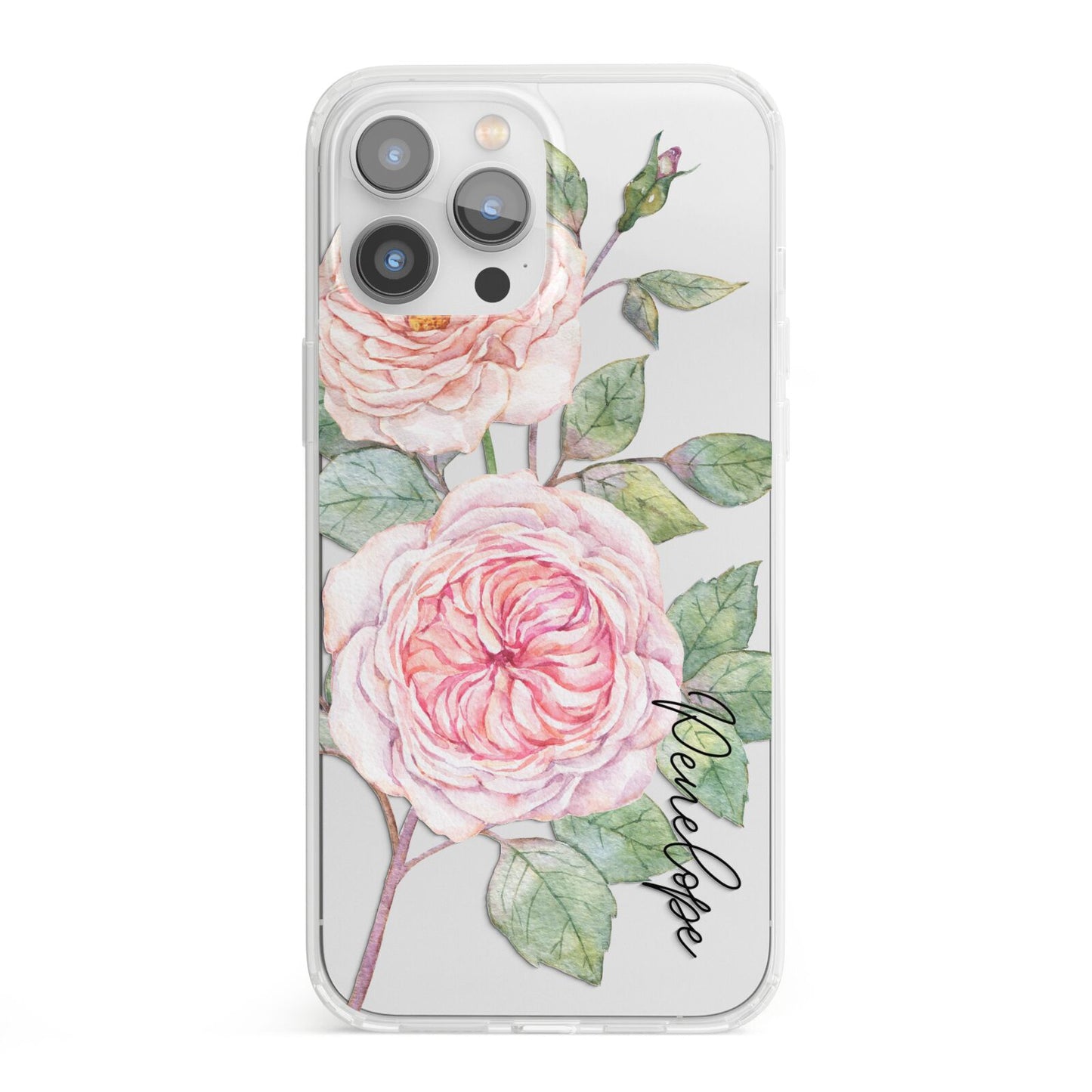 Personalised Peonies iPhone 13 Pro Max Clear Bumper Case