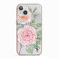 Personalised Peonies iPhone 13 TPU Impact Case with Pink Edges