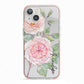 Personalised Peonies iPhone 13 TPU Impact Case with Pink Edges