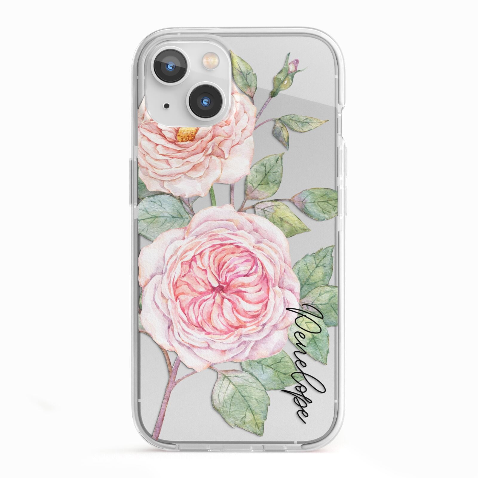 Personalised Peonies iPhone 13 TPU Impact Case with White Edges