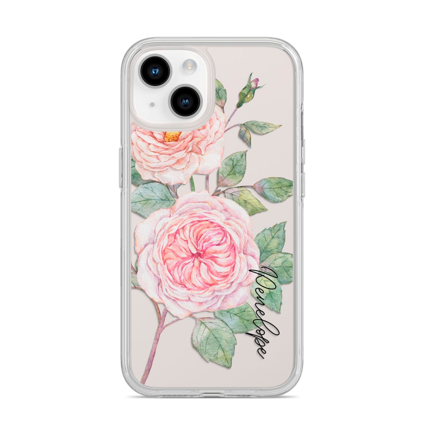 Personalised Peonies iPhone 14 Clear Tough Case Starlight
