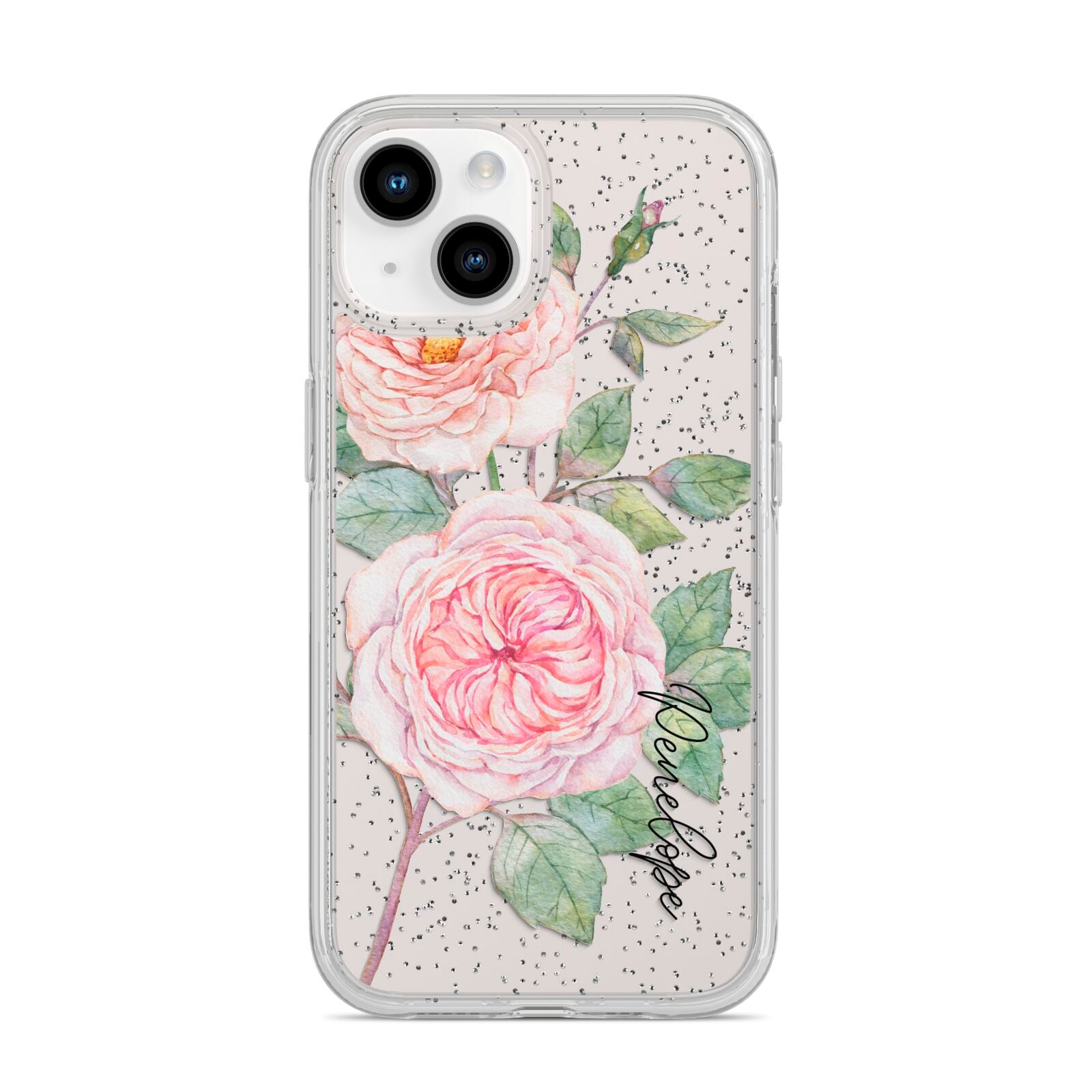Personalised Peonies iPhone 14 Glitter Tough Case Starlight