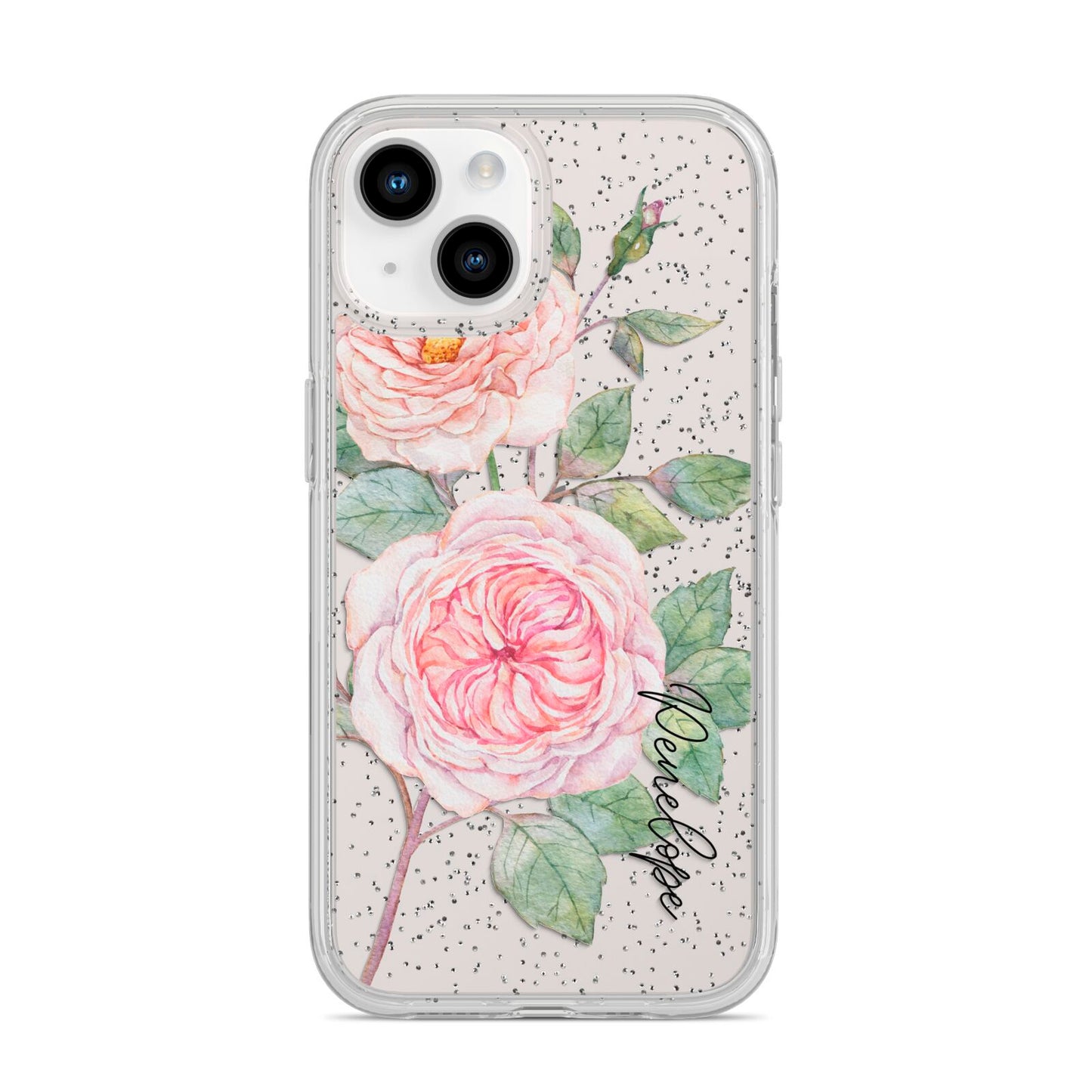Personalised Peonies iPhone 14 Glitter Tough Case Starlight