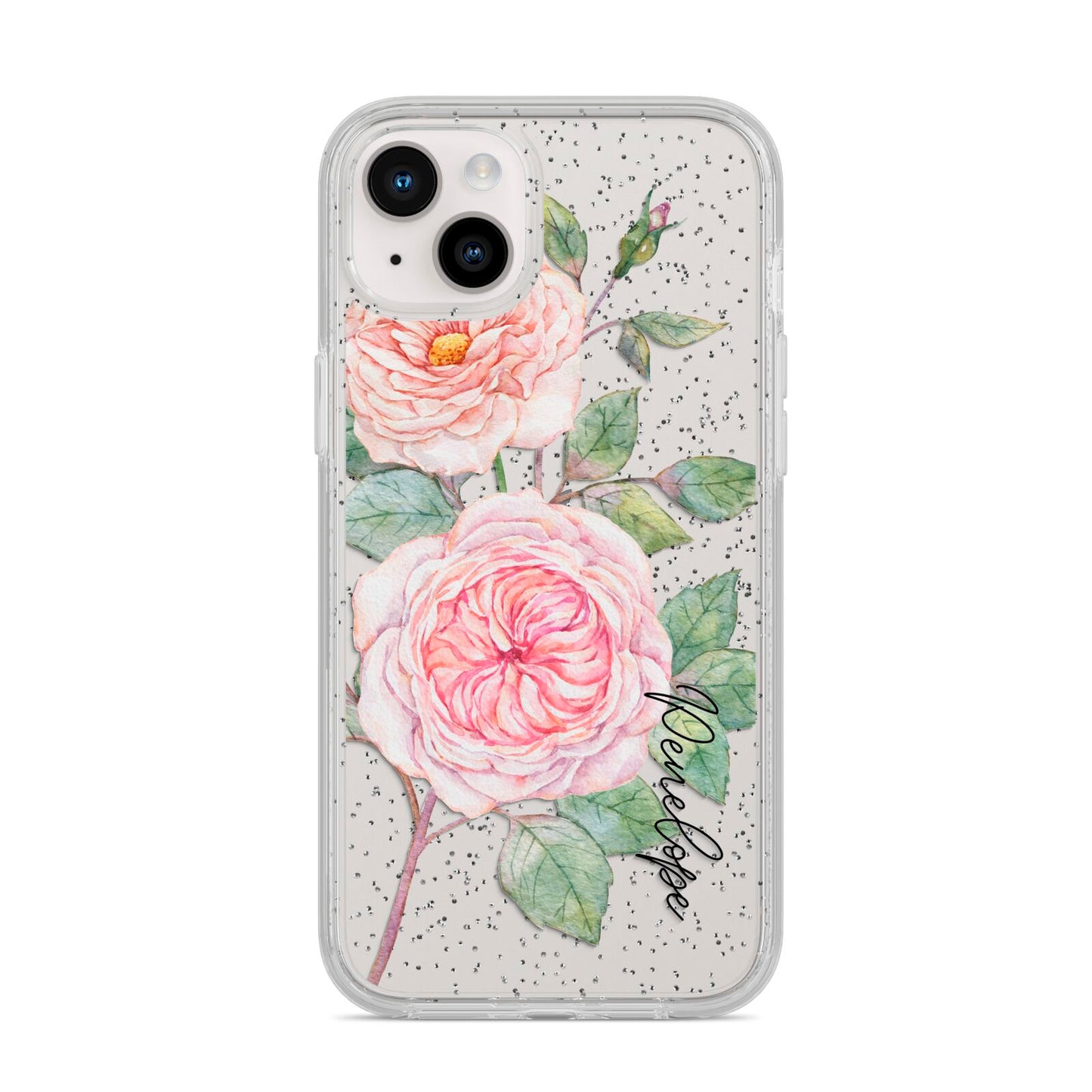 Personalised Peonies iPhone 14 Plus Glitter Tough Case Starlight