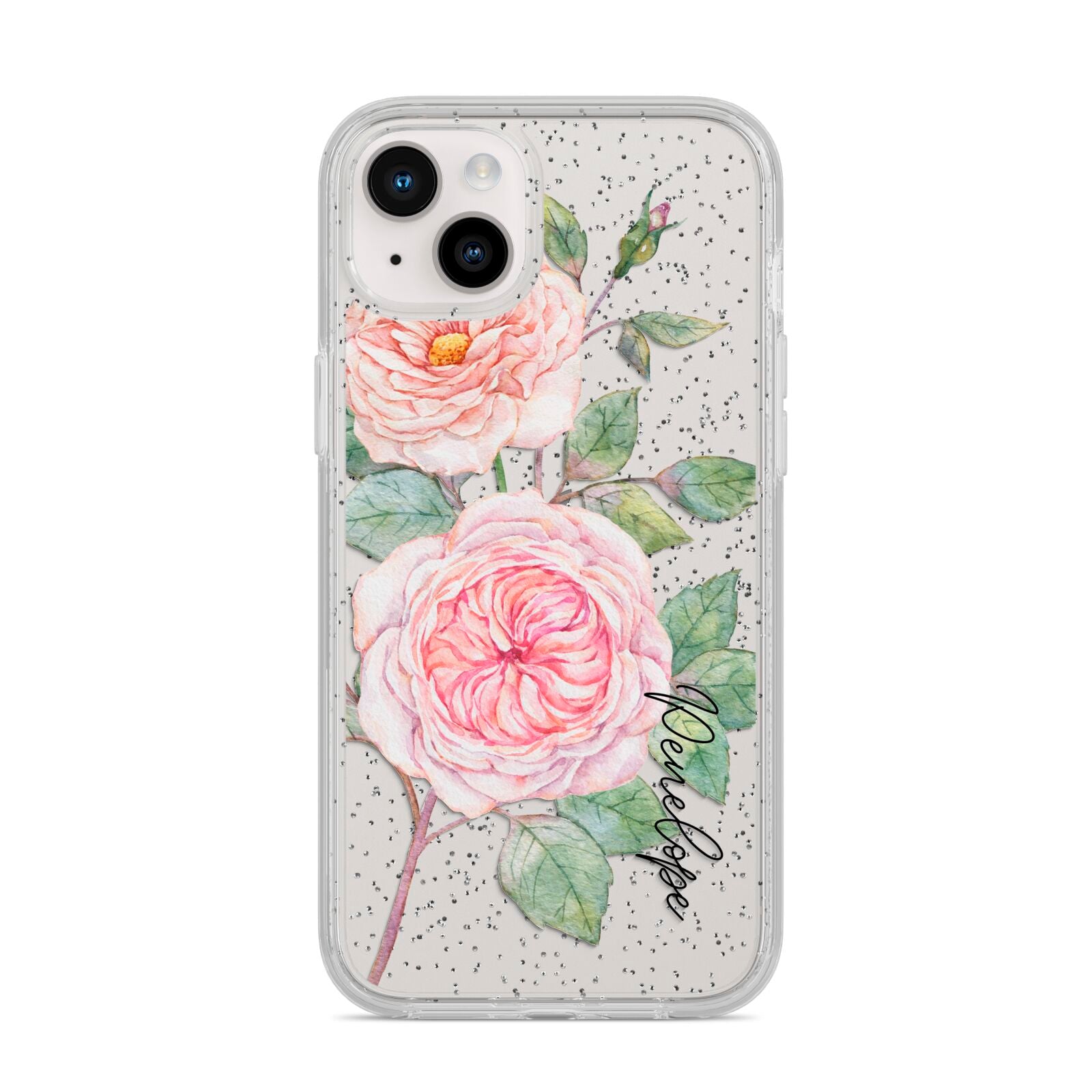 Personalised Peonies iPhone 14 Plus Glitter Tough Case Starlight