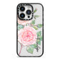 Personalised Peonies iPhone 14 Pro Black Impact Case on Silver phone