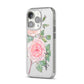 Personalised Peonies iPhone 14 Pro Clear Tough Case Silver Angled Image