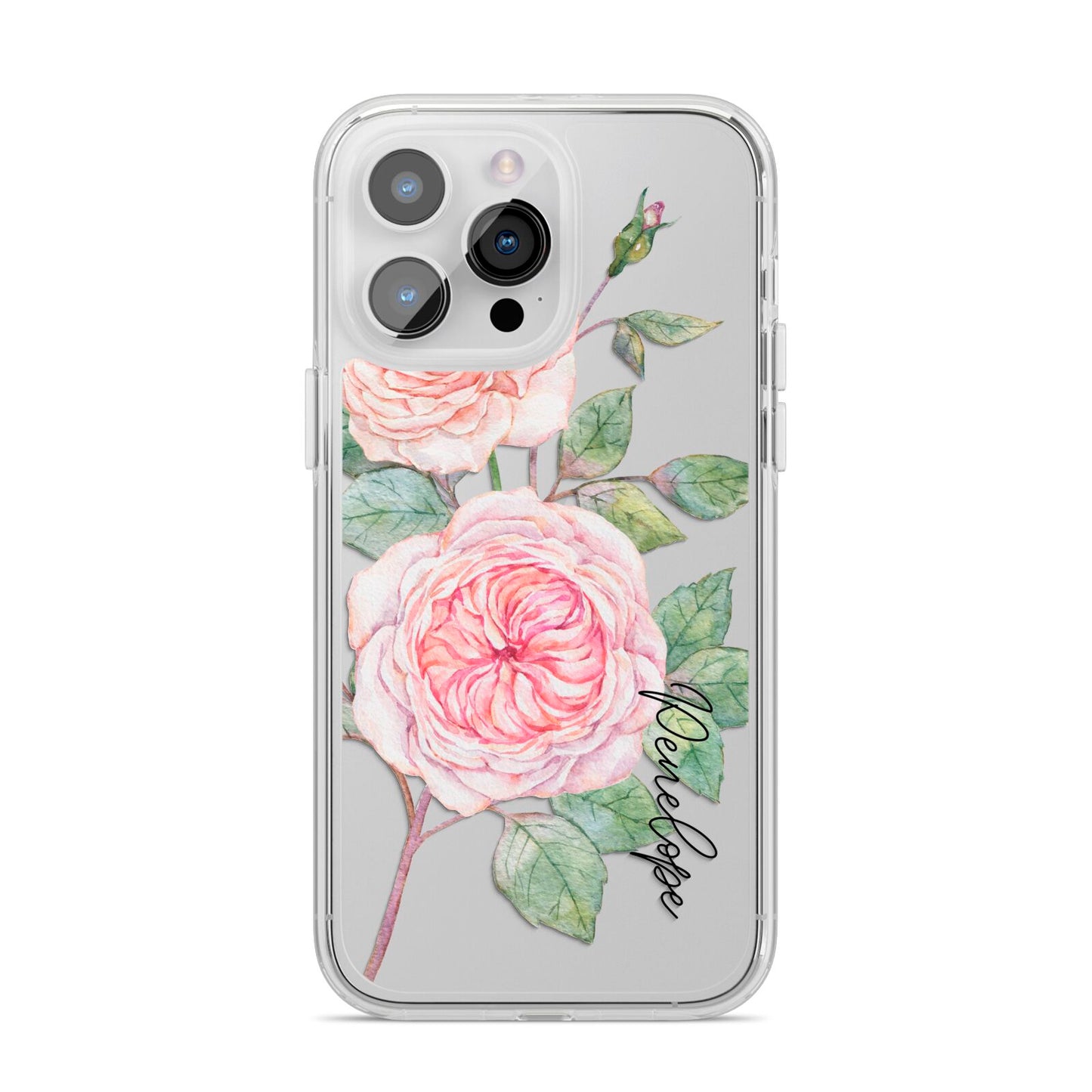 Personalised Peonies iPhone 14 Pro Max Clear Tough Case Silver