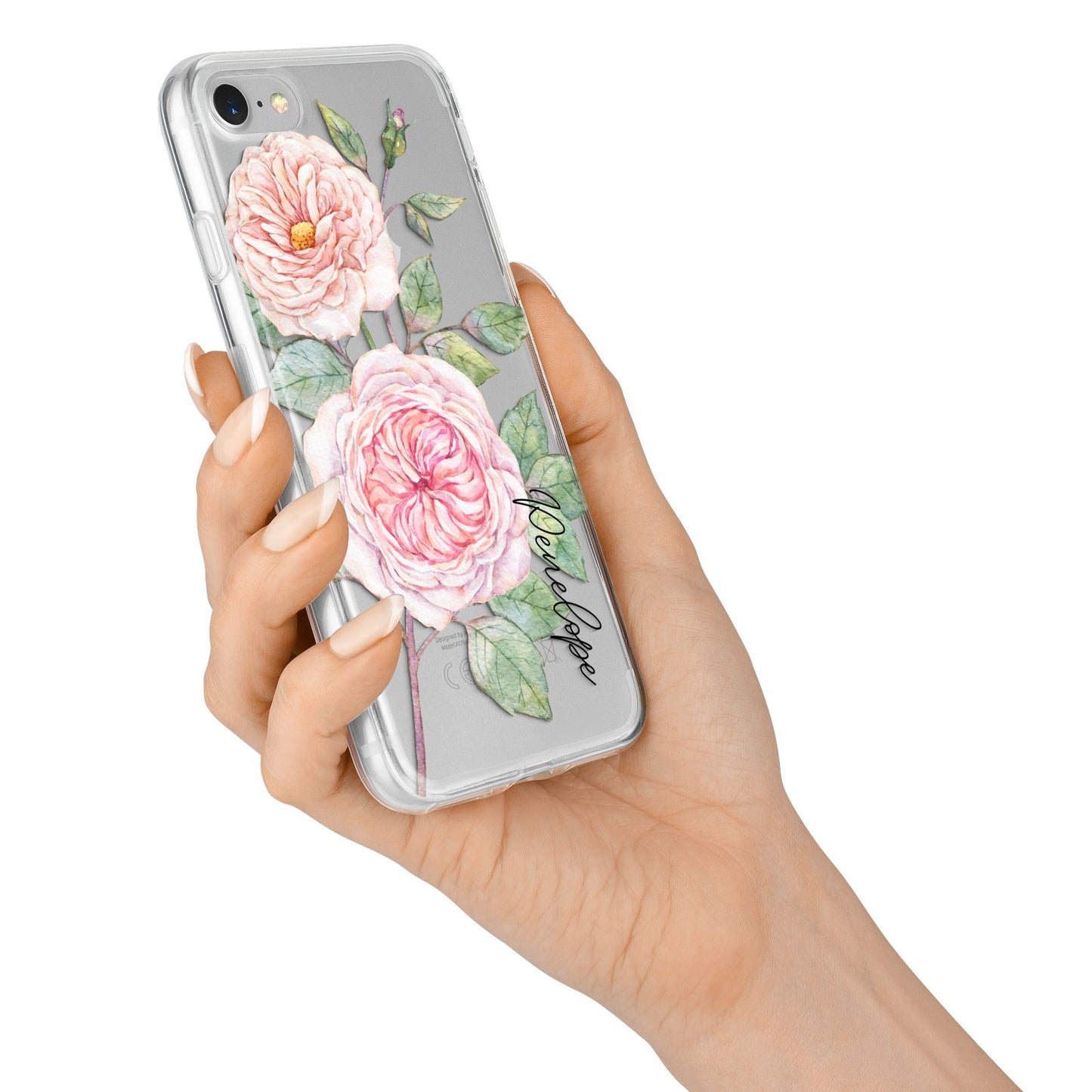 Personalised Peonies iPhone 7 Bumper Case on Silver iPhone Alternative Image