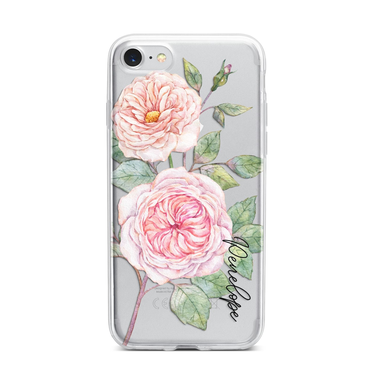 Personalised Peonies iPhone 7 Bumper Case on Silver iPhone
