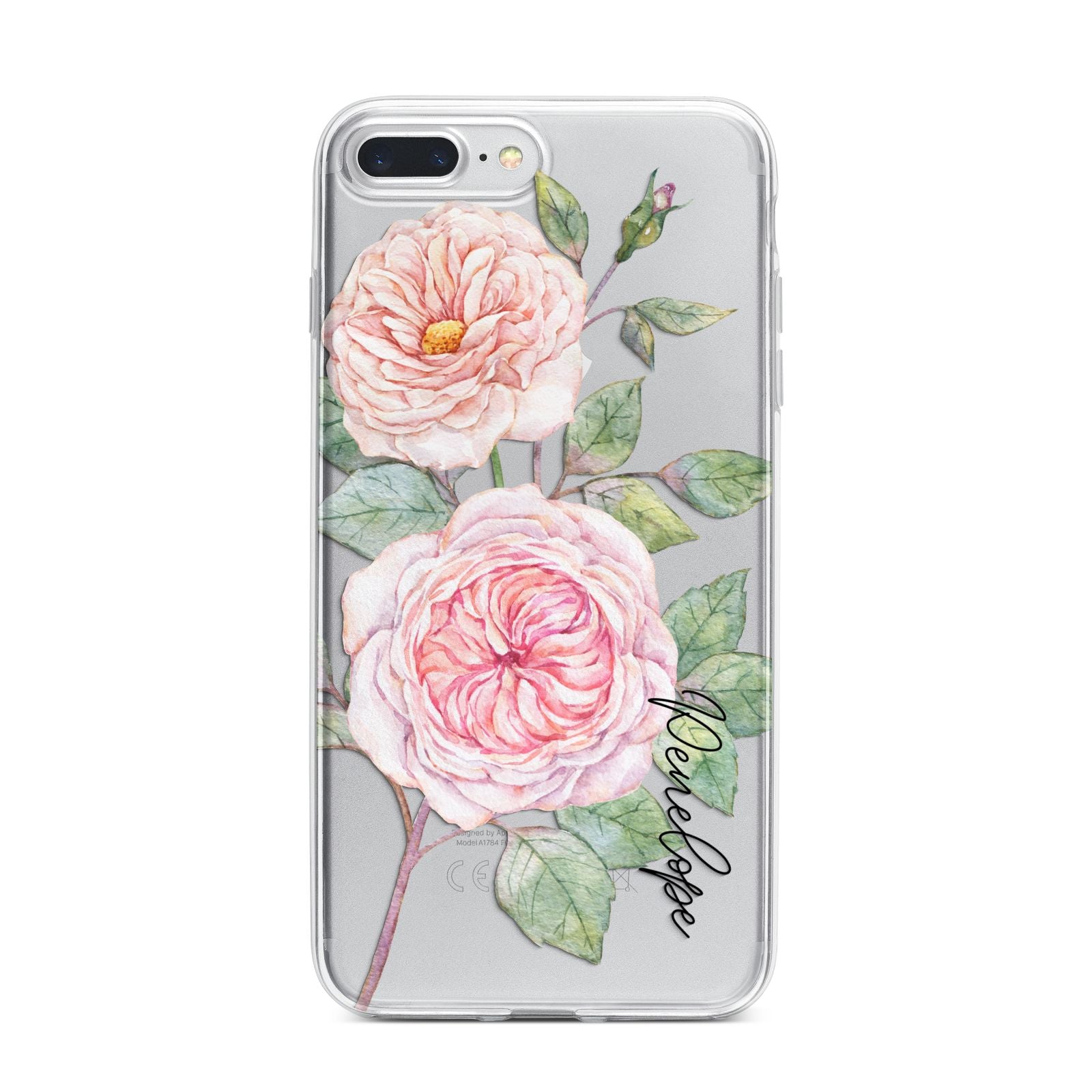 Personalised Peonies iPhone 7 Plus Bumper Case on Silver iPhone