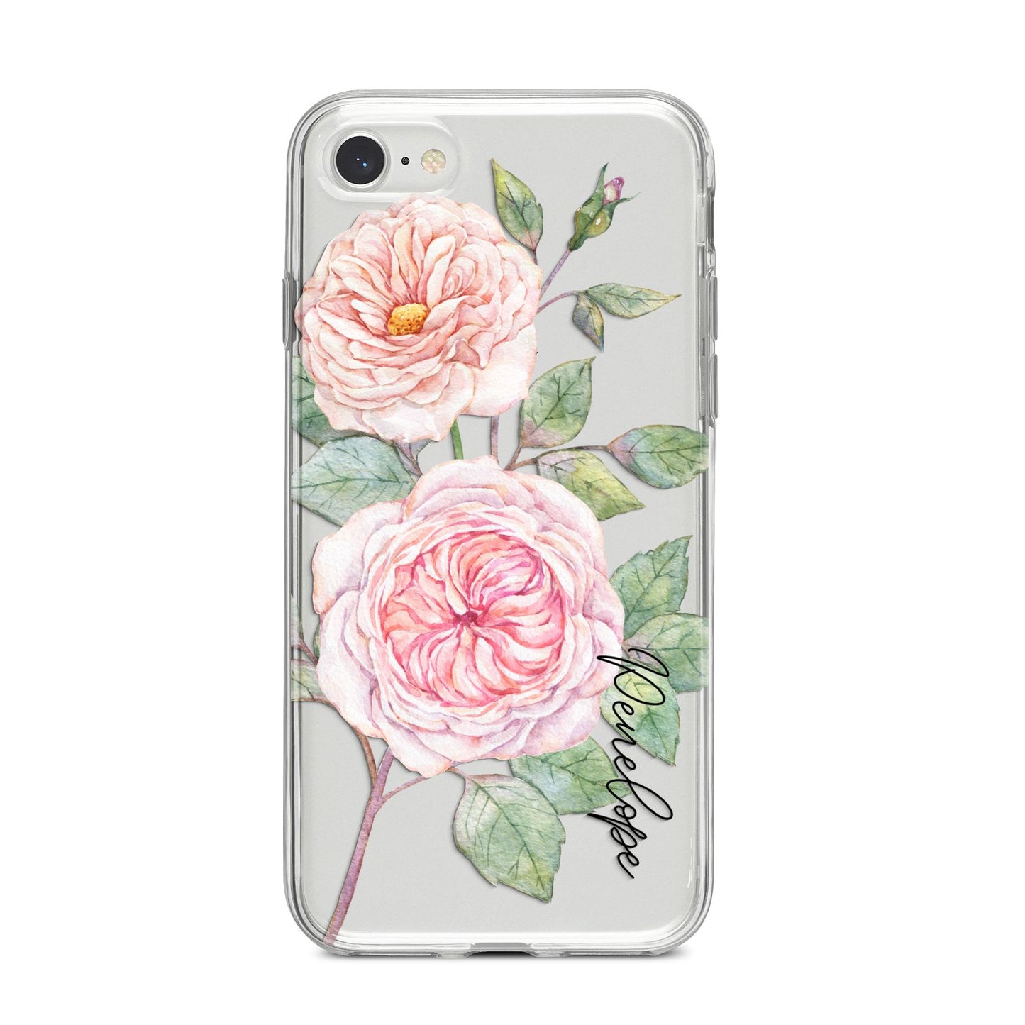 Personalised Peonies iPhone 8 Bumper Case on Silver iPhone