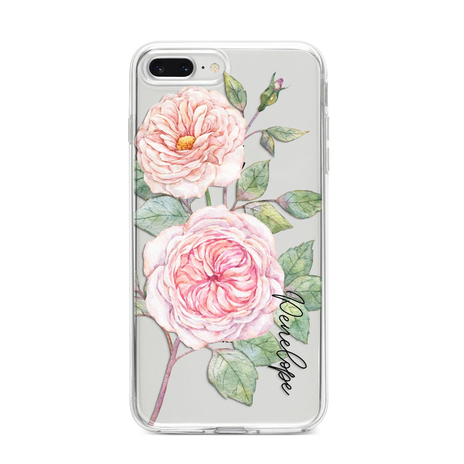 Personalised Peonies iPhone 8 Plus Bumper Case on Silver iPhone