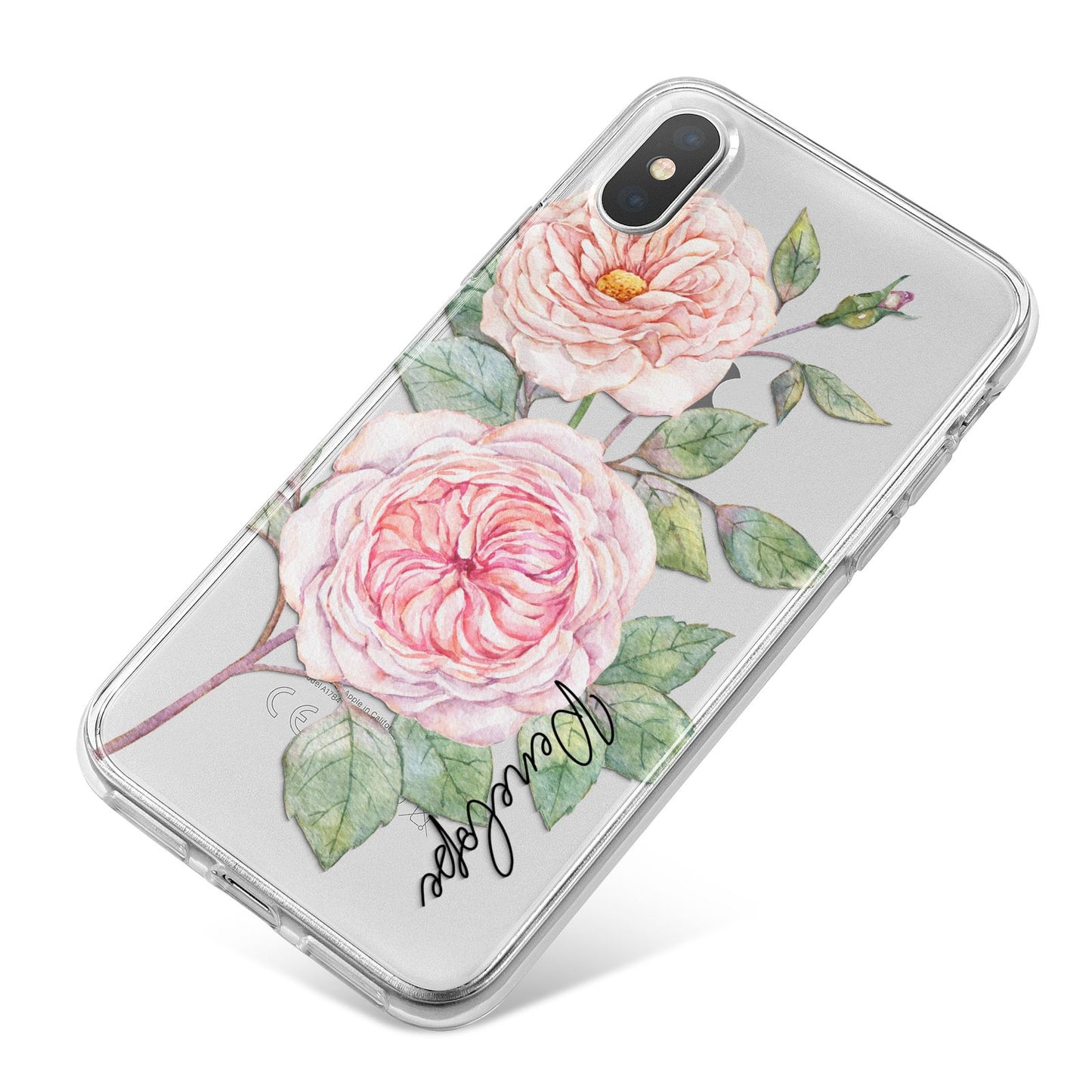 Personalised Peonies iPhone X Bumper Case on Silver iPhone