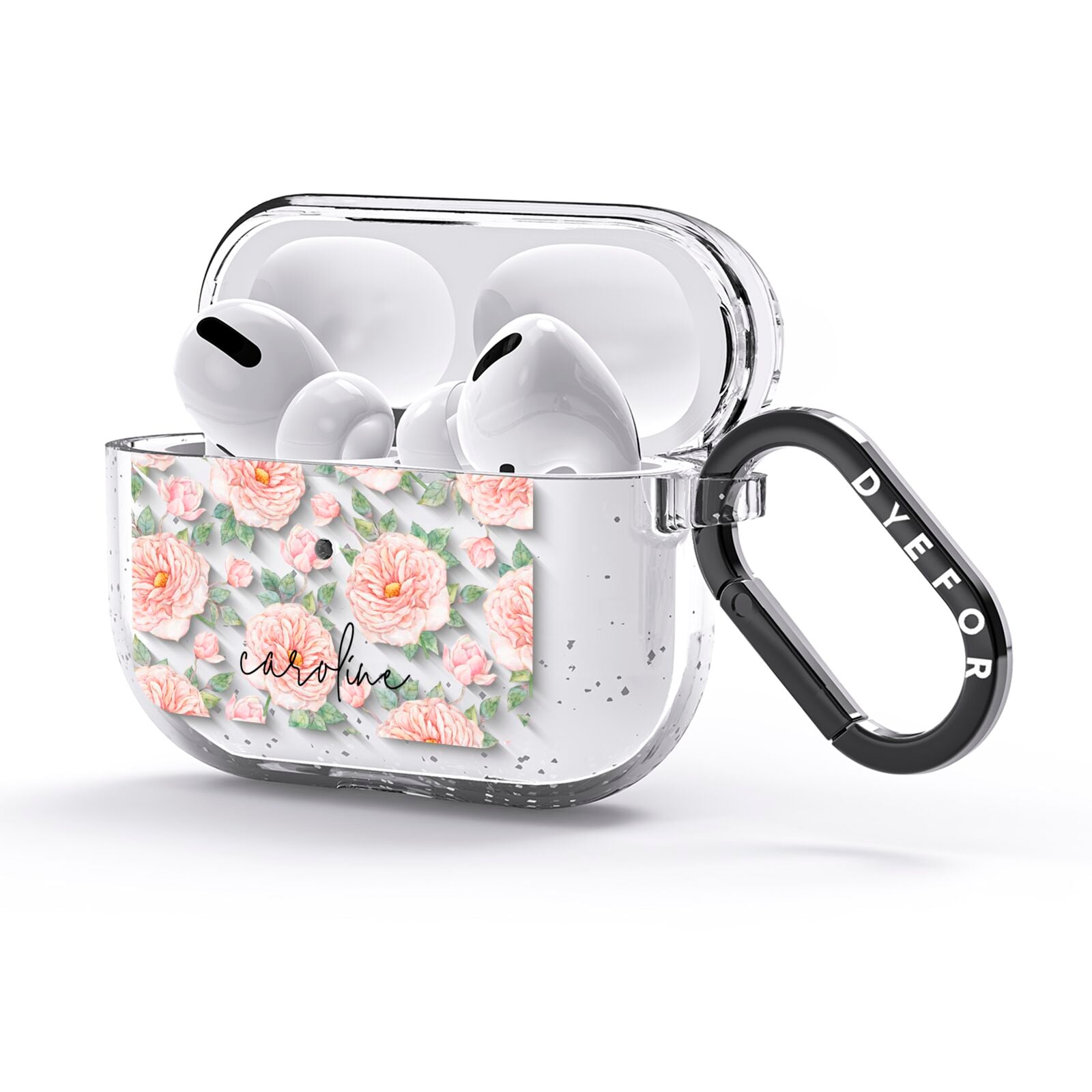 Personalised Peony AirPods Glitter Case 3rd Gen Side Image