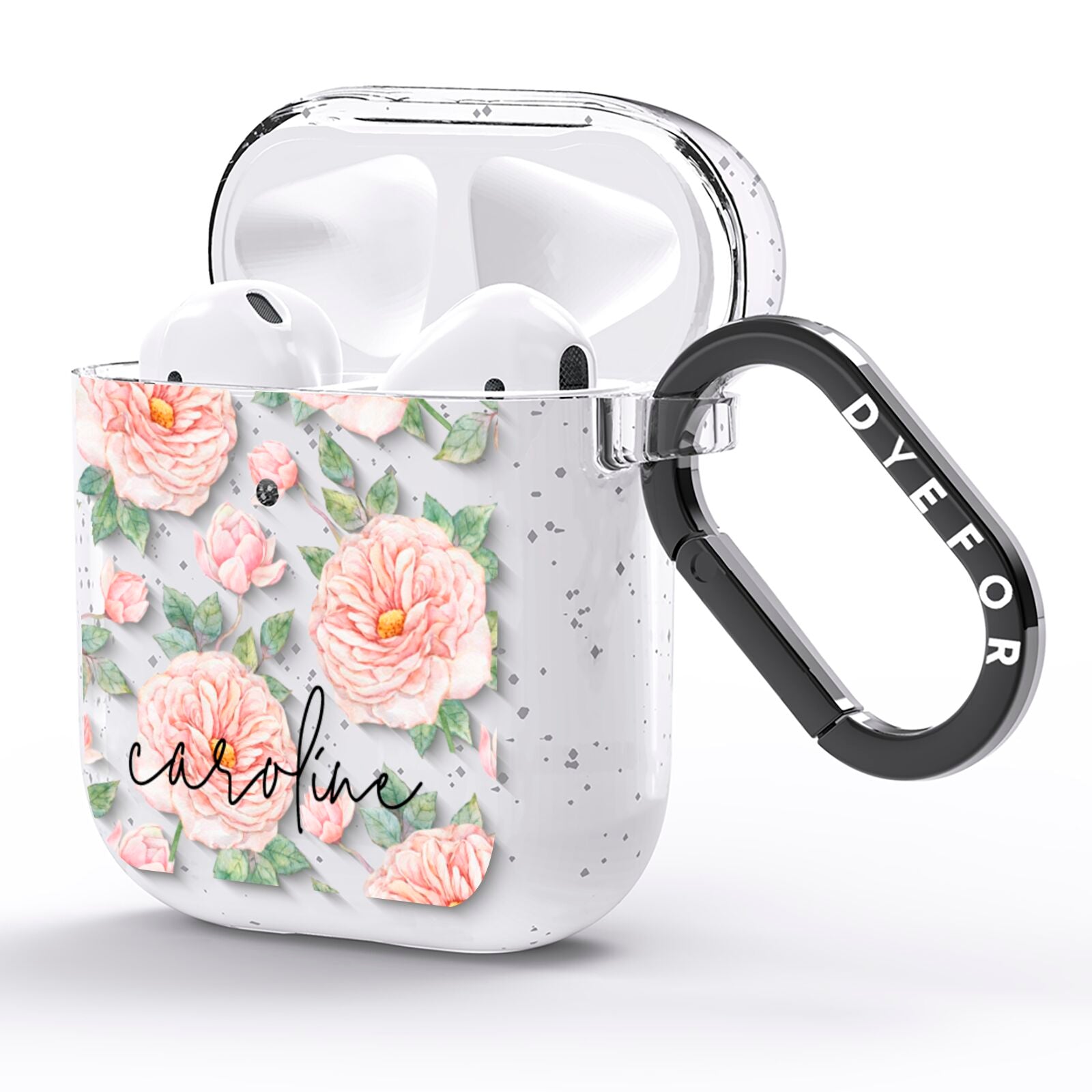 Personalised Peony AirPods Glitter Case Side Image