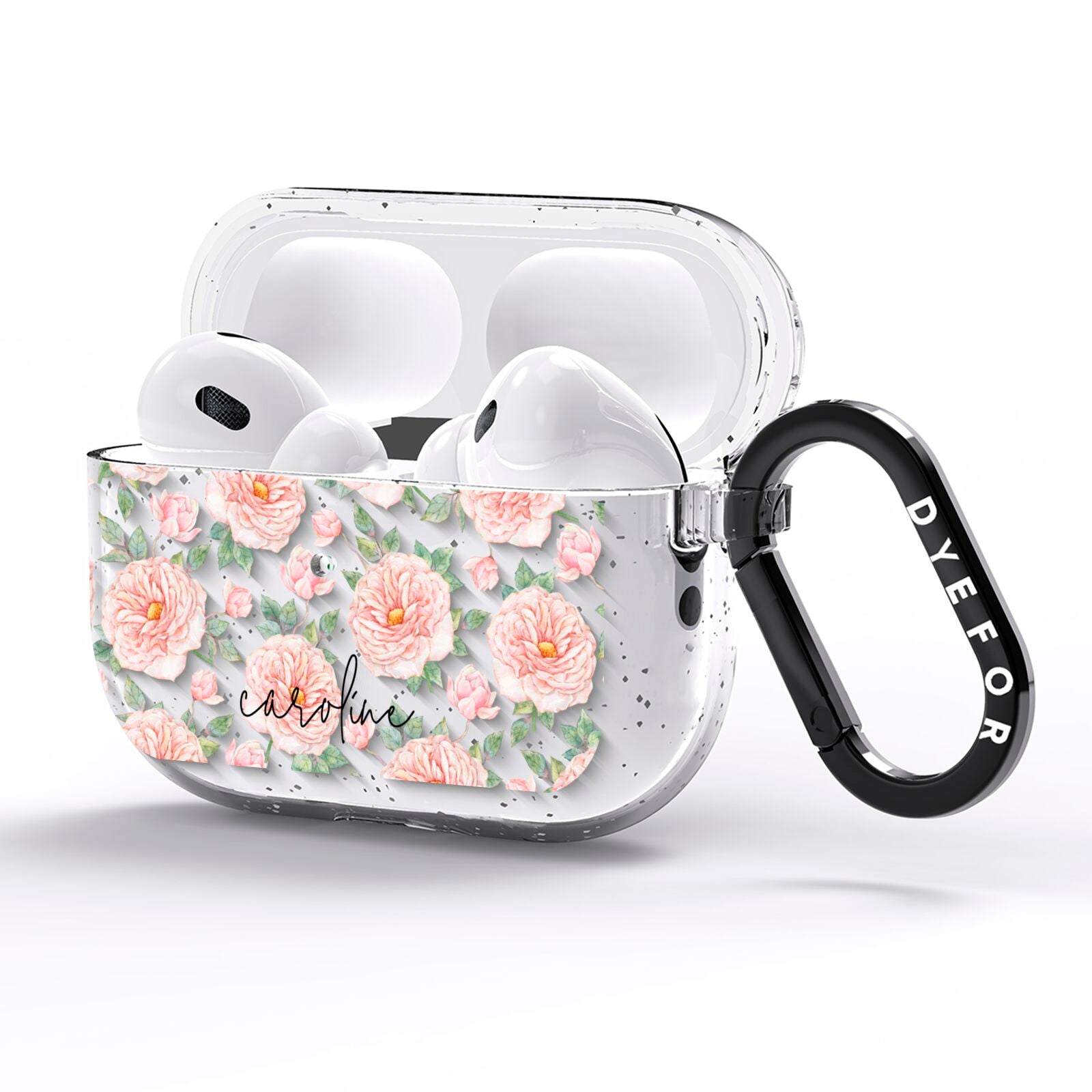 Personalised Peony AirPods Pro Glitter Case Side Image