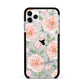 Personalised Peony Apple iPhone 11 Pro Max in Silver with Black Impact Case
