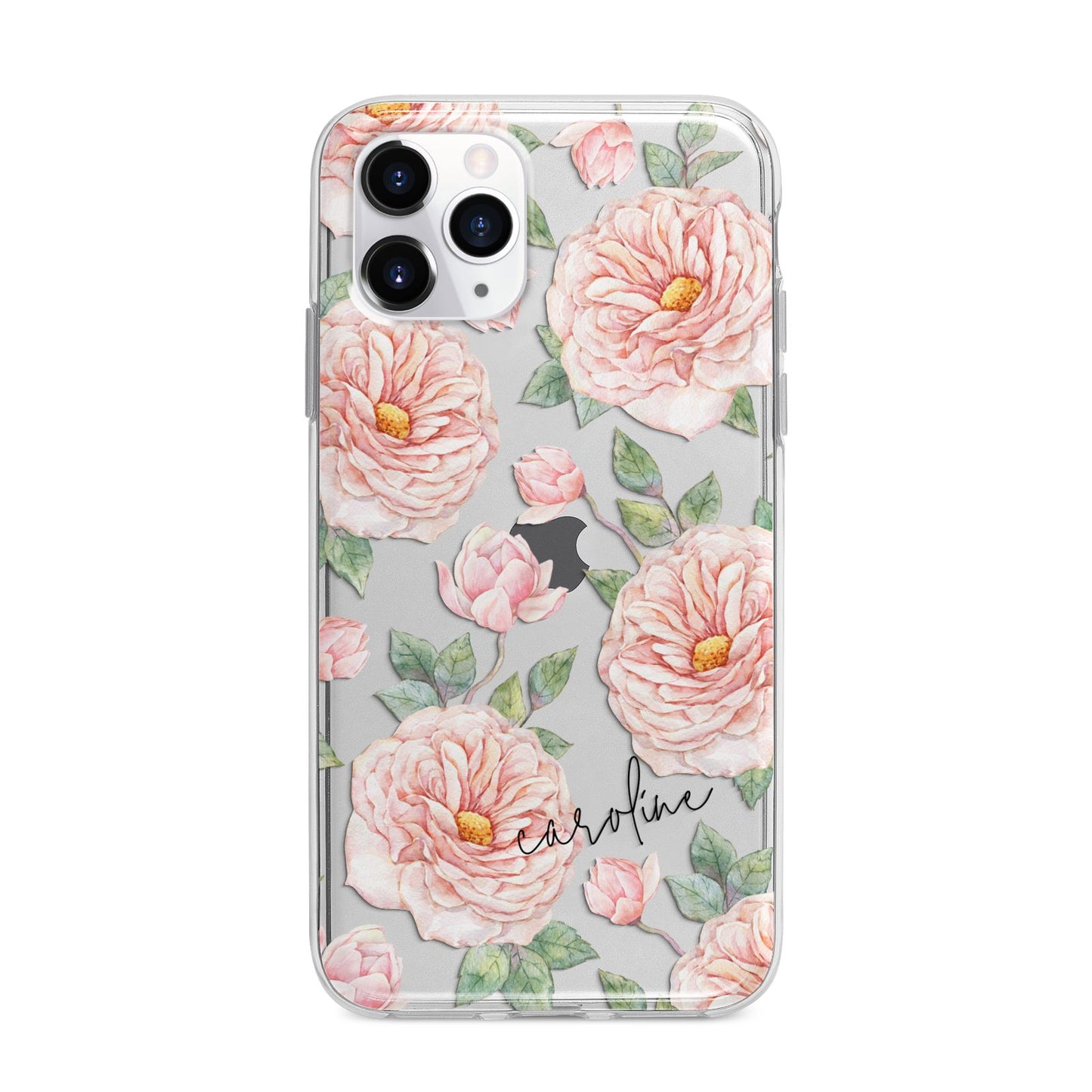 Personalised Peony Apple iPhone 11 Pro Max in Silver with Bumper Case