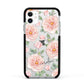 Personalised Peony Apple iPhone 11 in White with Black Impact Case