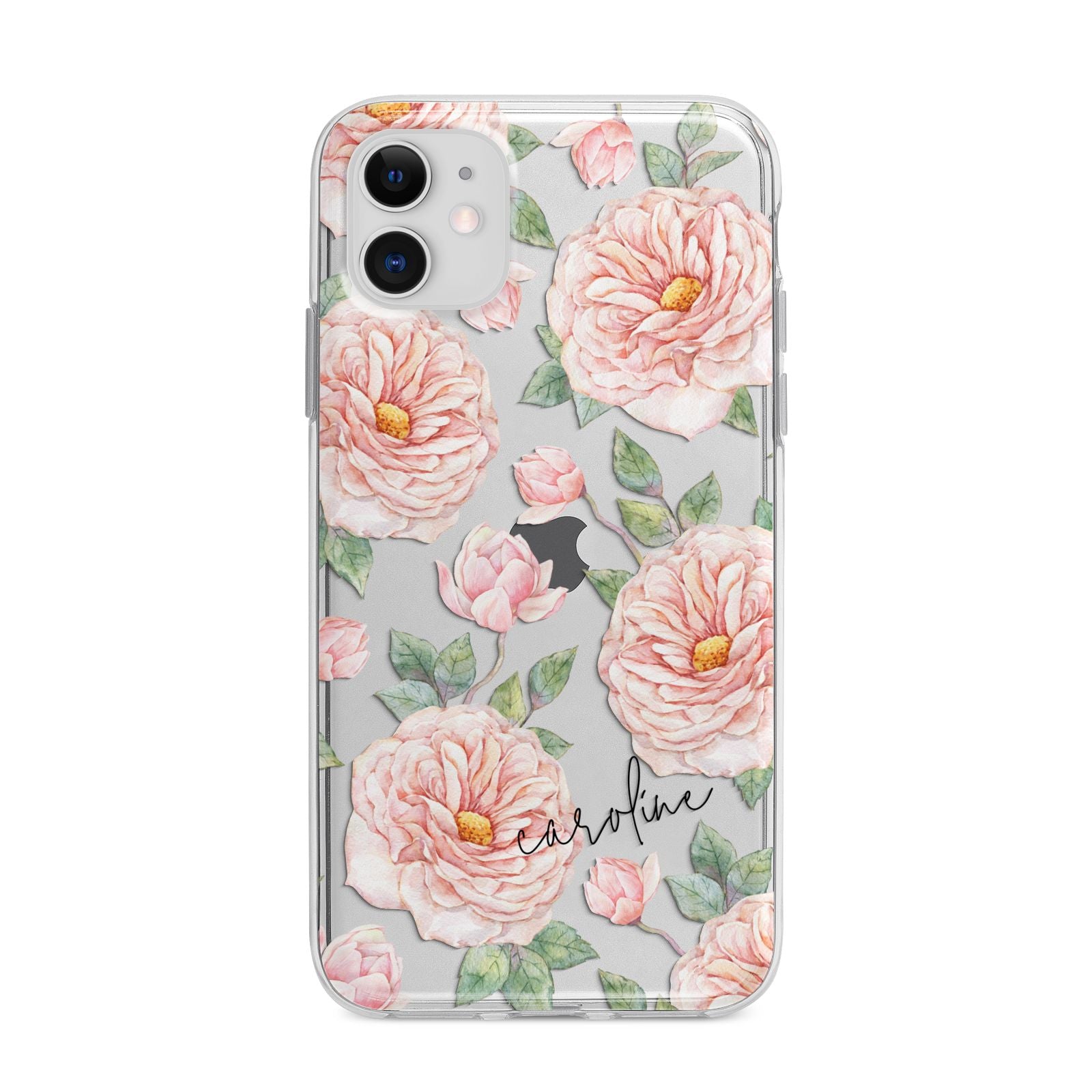 Personalised Peony Apple iPhone 11 in White with Bumper Case