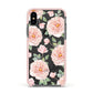 Personalised Peony Apple iPhone Xs Impact Case Pink Edge on Black Phone