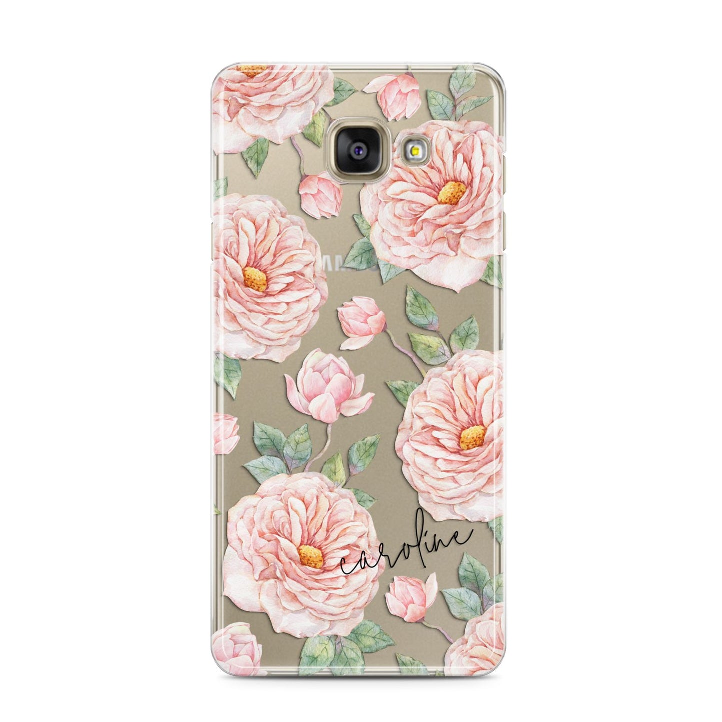 Personalised Peony Samsung Galaxy A3 2016 Case on gold phone