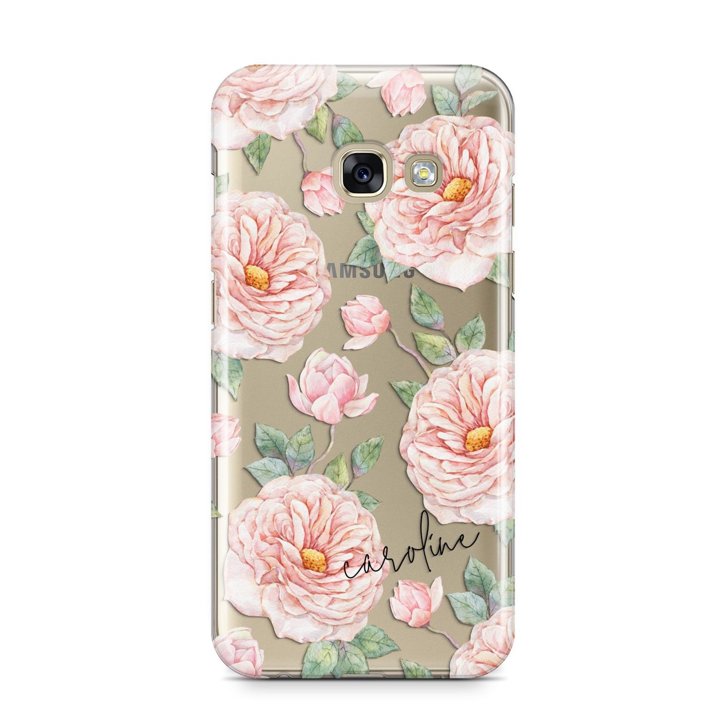 Personalised Peony Samsung Galaxy A3 2017 Case on gold phone