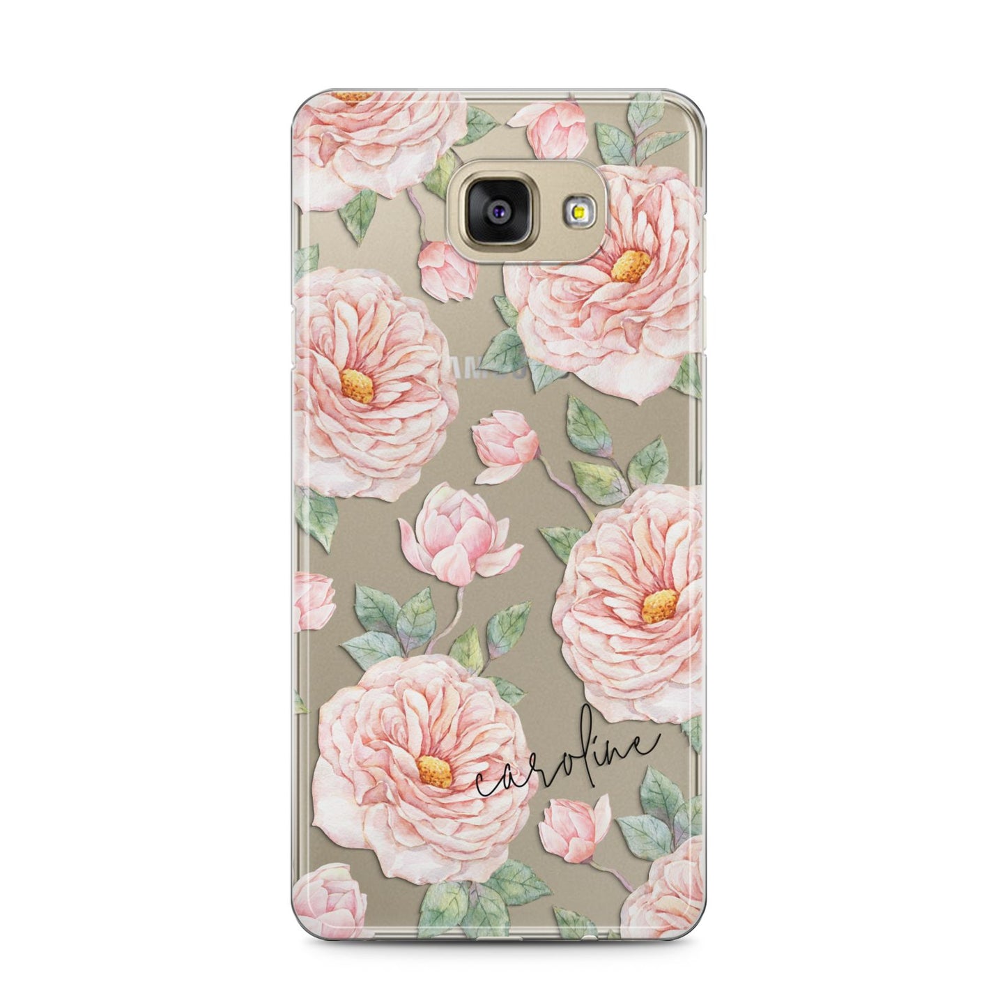 Personalised Peony Samsung Galaxy A5 2016 Case on gold phone