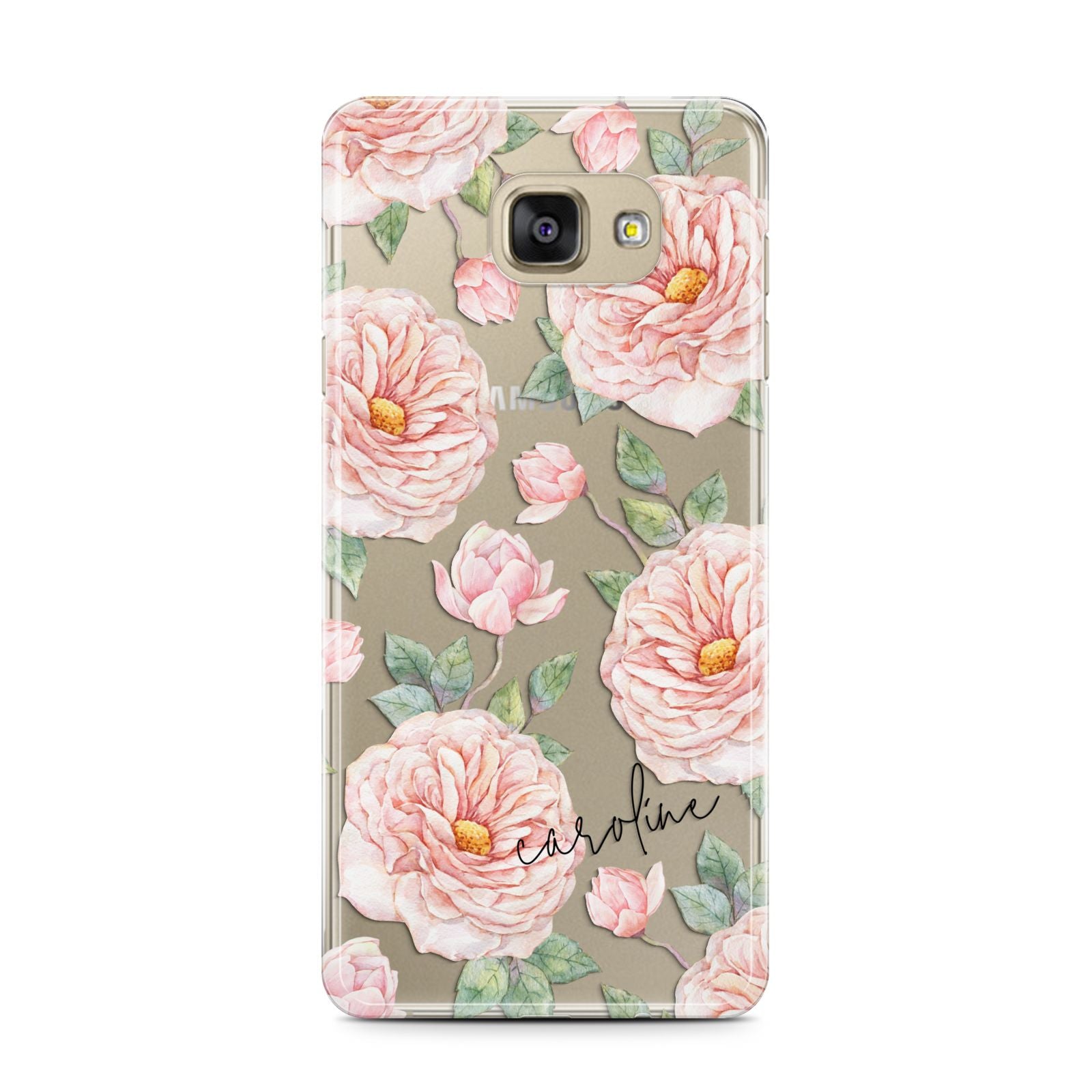 Personalised Peony Samsung Galaxy A7 2016 Case on gold phone