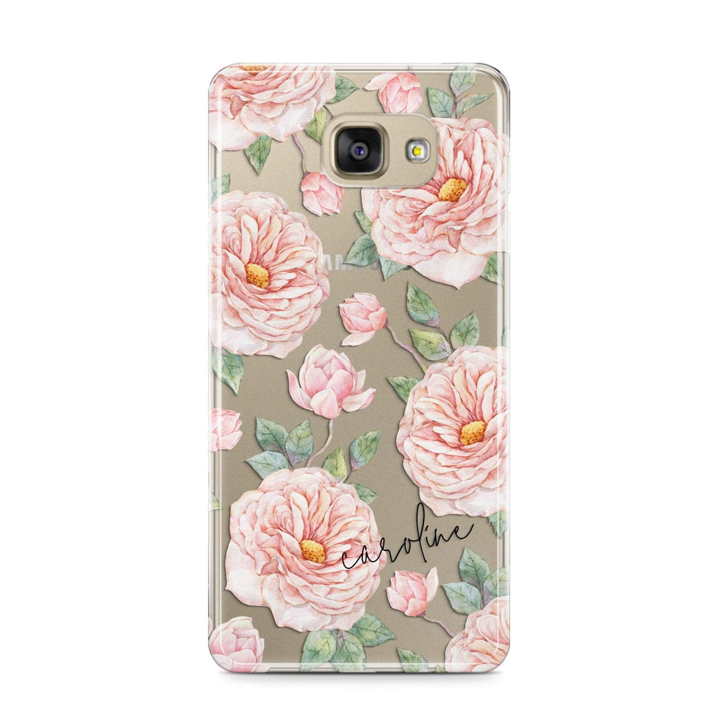 Personalised Peony Samsung Galaxy A9 2016 Case on gold phone
