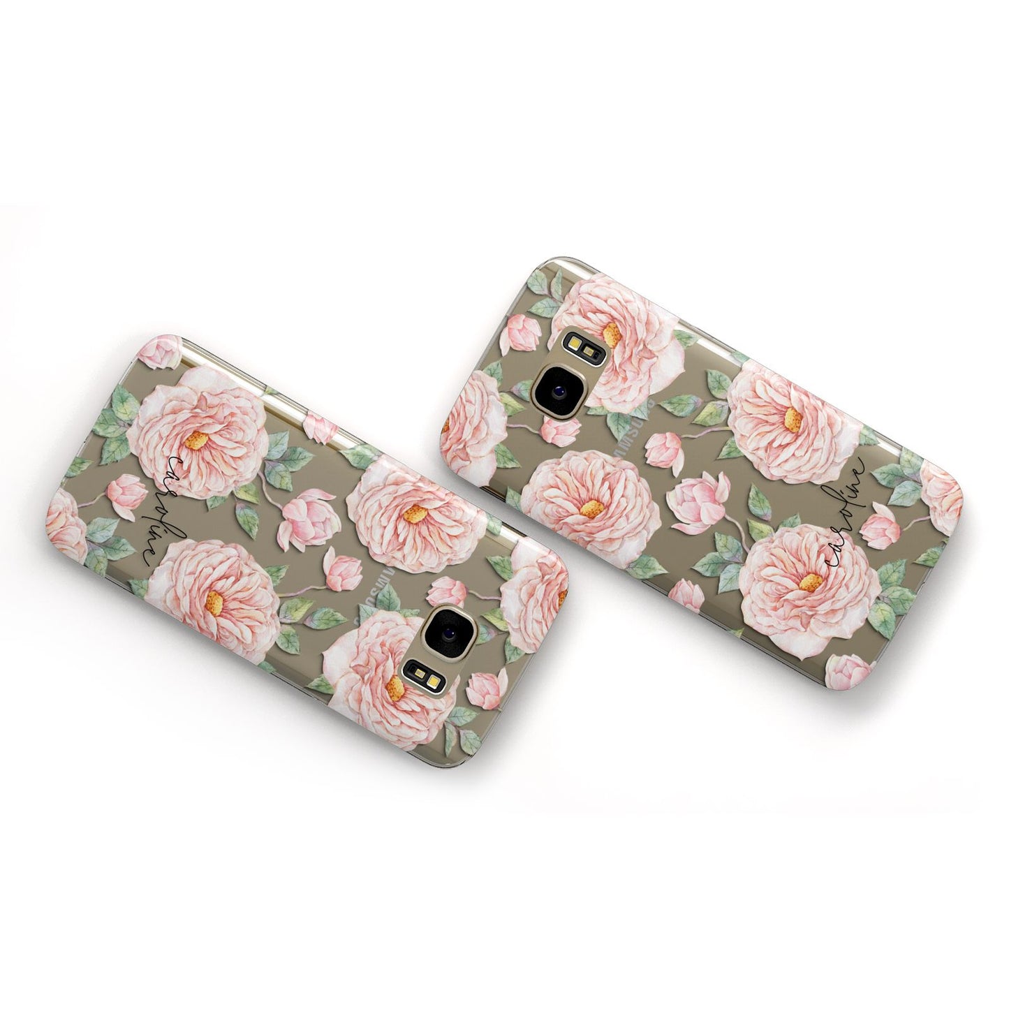 Personalised Peony Samsung Galaxy Case Flat Overview