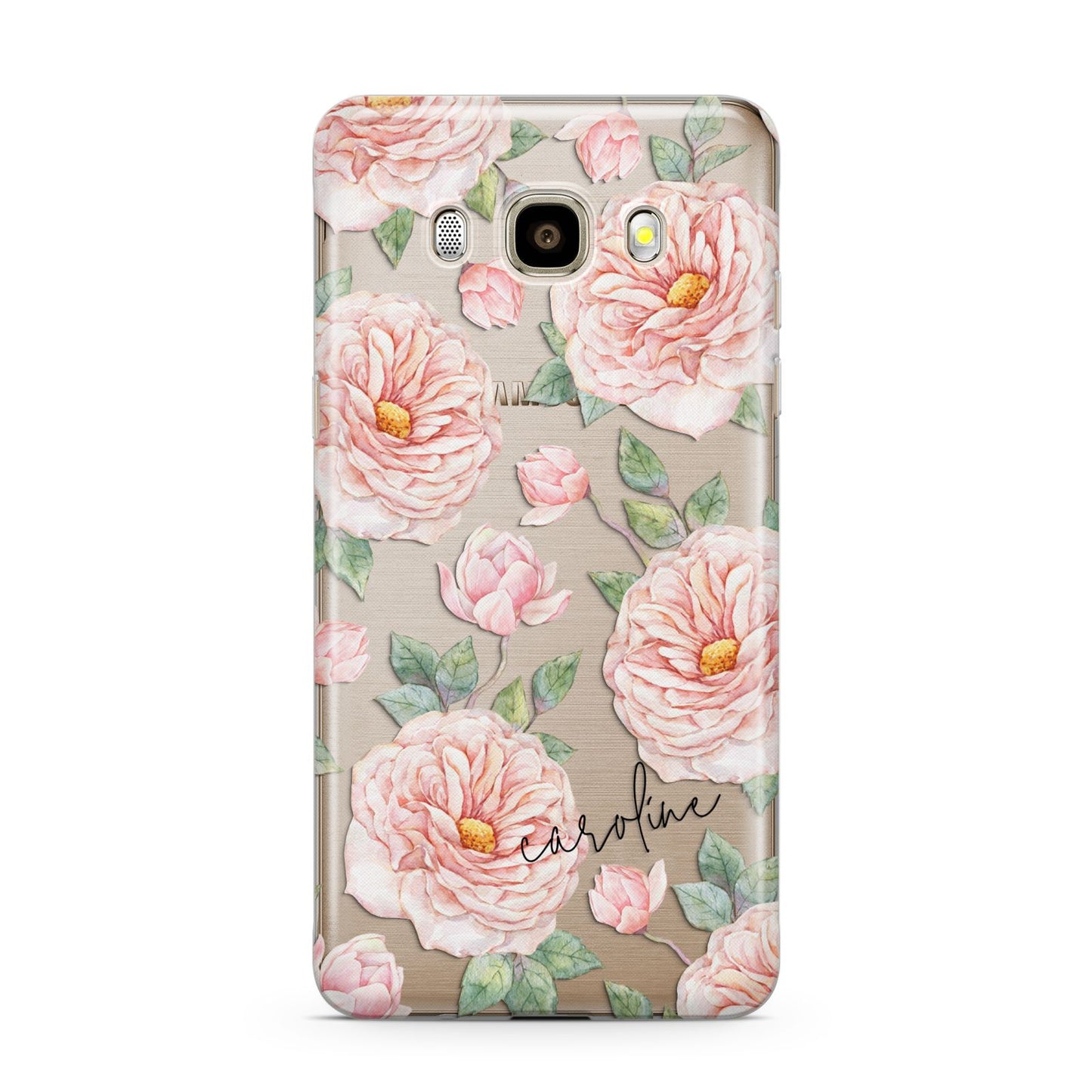 Personalised Peony Samsung Galaxy J7 2016 Case on gold phone