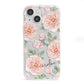 Personalised Peony iPhone 13 Mini Clear Bumper Case