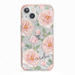 Personalised Peony iPhone 13 TPU Impact Case with Pink Edges
