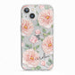 Personalised Peony iPhone 13 TPU Impact Case with White Edges