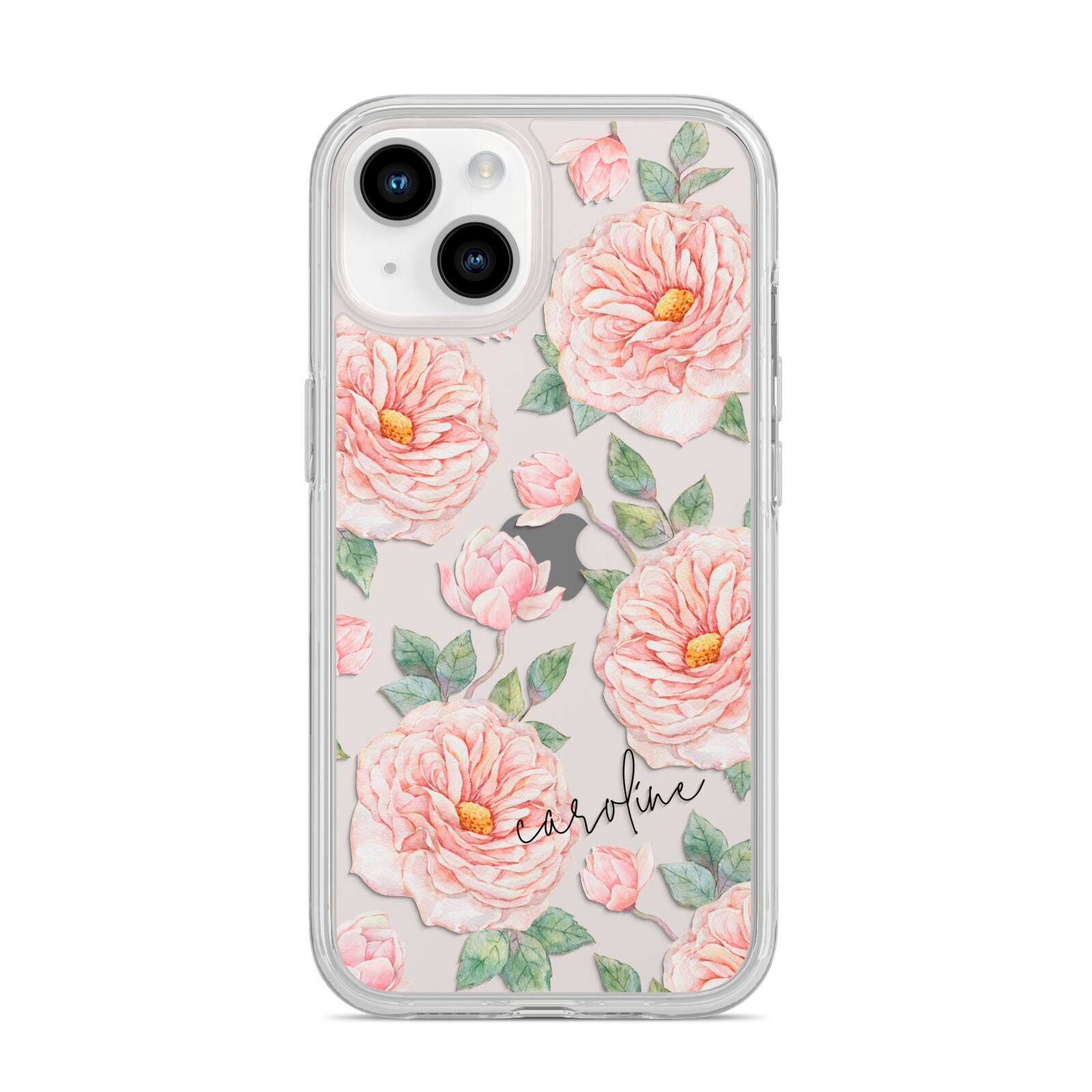 Personalised Peony iPhone 14 Clear Tough Case Starlight