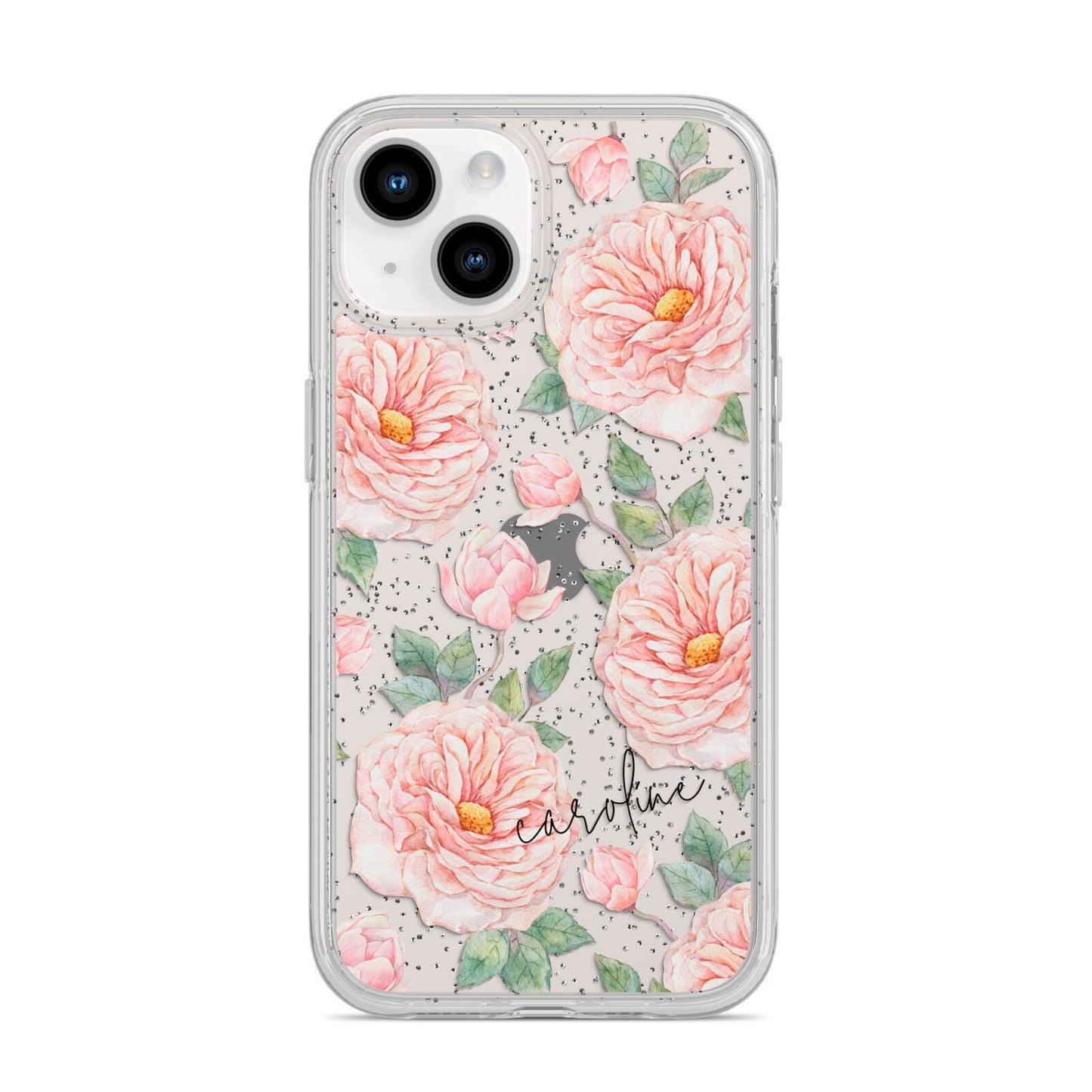 Personalised Peony iPhone 14 Glitter Tough Case Starlight