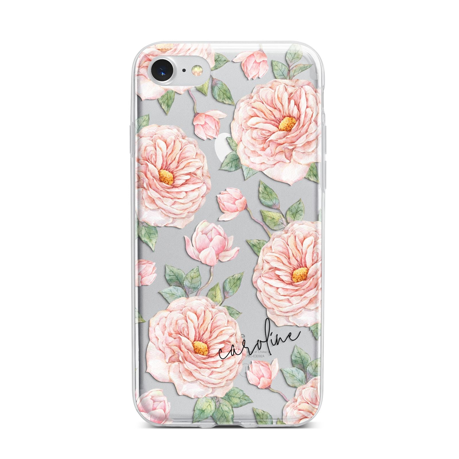 Personalised Peony iPhone 7 Bumper Case on Silver iPhone