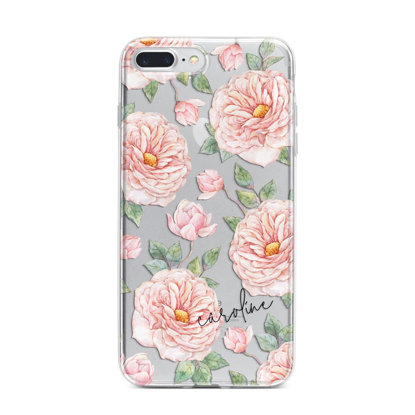 Personalised Peony iPhone 7 Plus Bumper Case on Silver iPhone