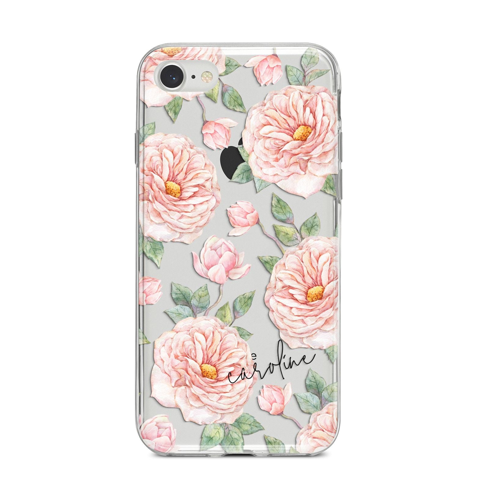 Personalised Peony iPhone 8 Bumper Case on Silver iPhone