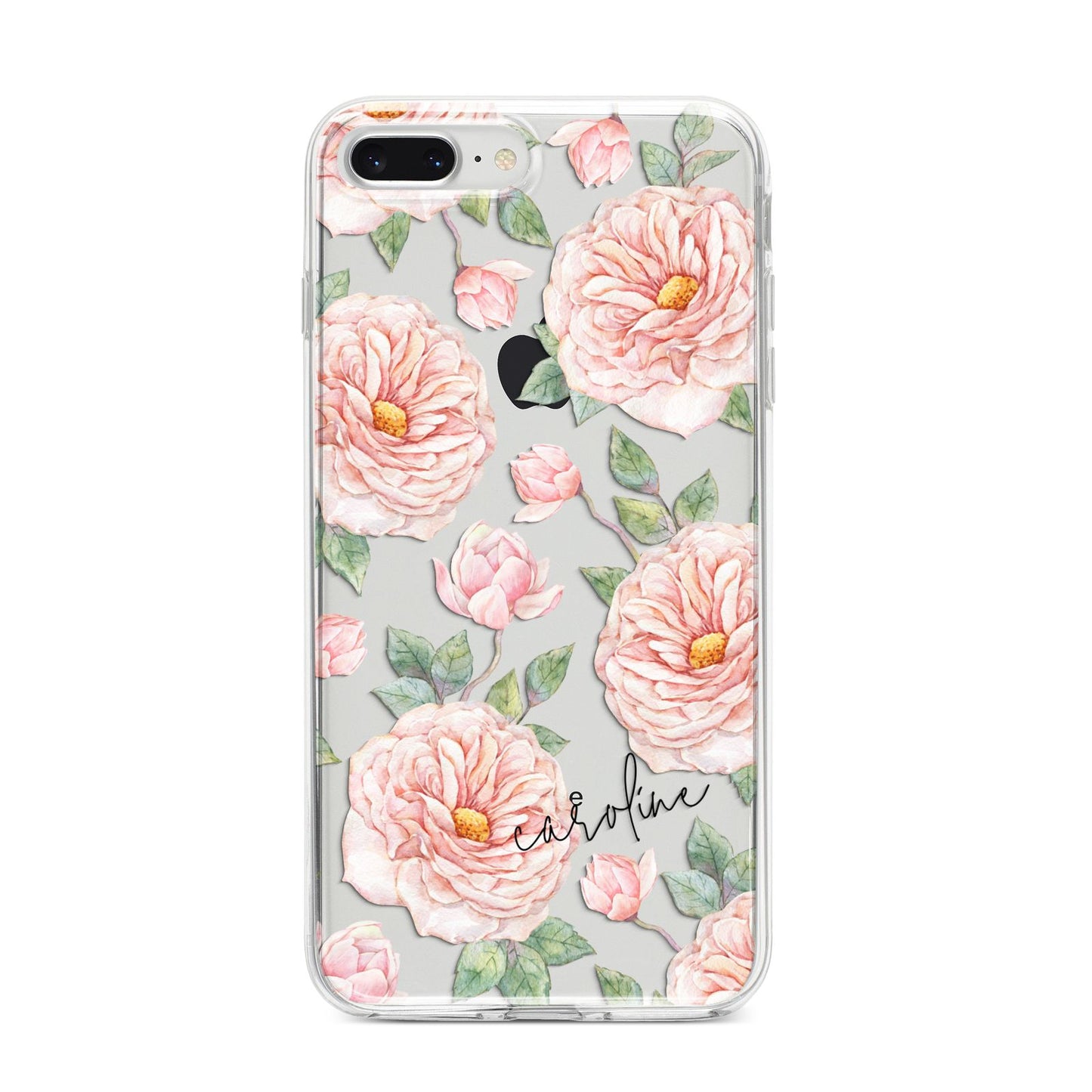 Personalised Peony iPhone 8 Plus Bumper Case on Silver iPhone