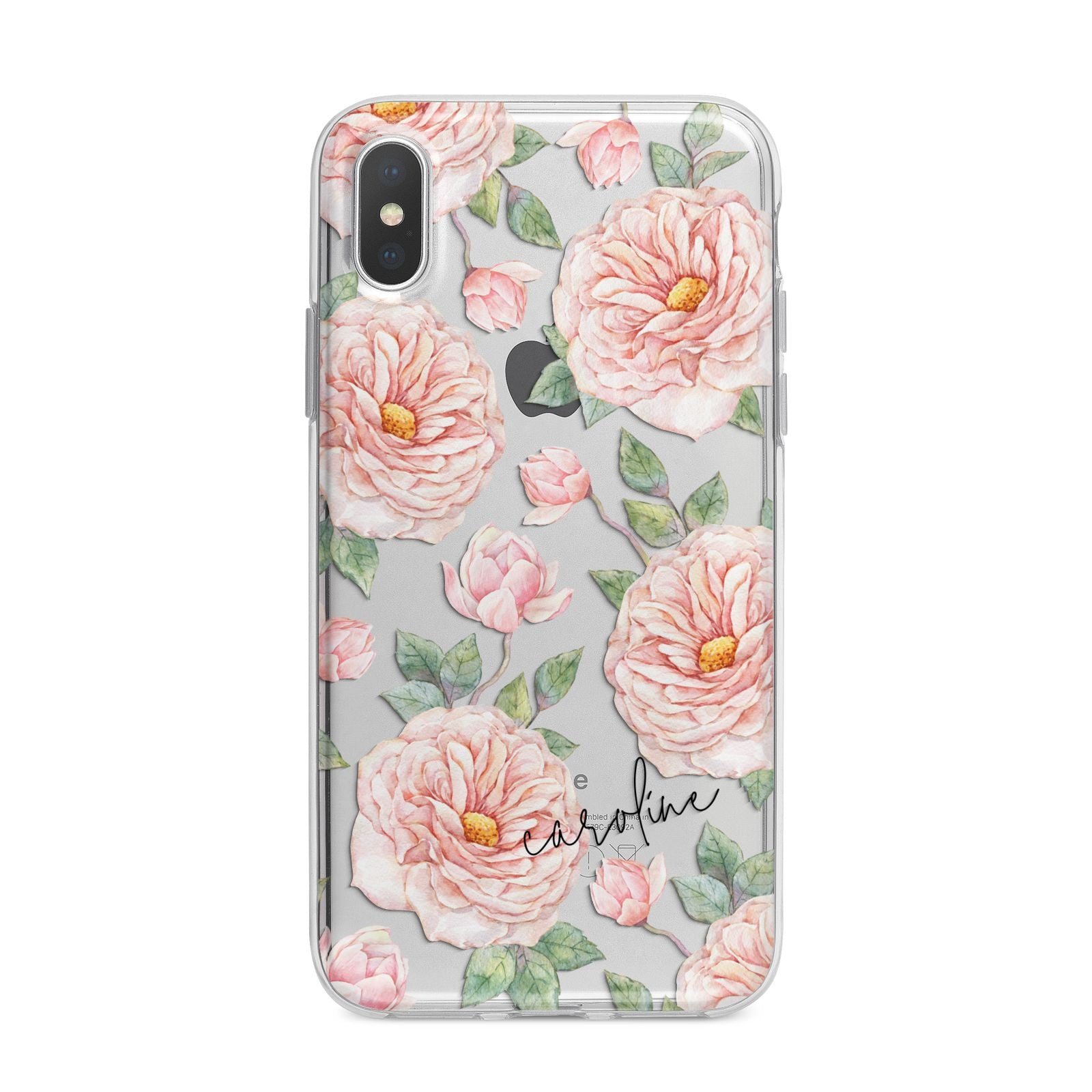 Personalised Peony iPhone X Bumper Case on Silver iPhone Alternative Image 1