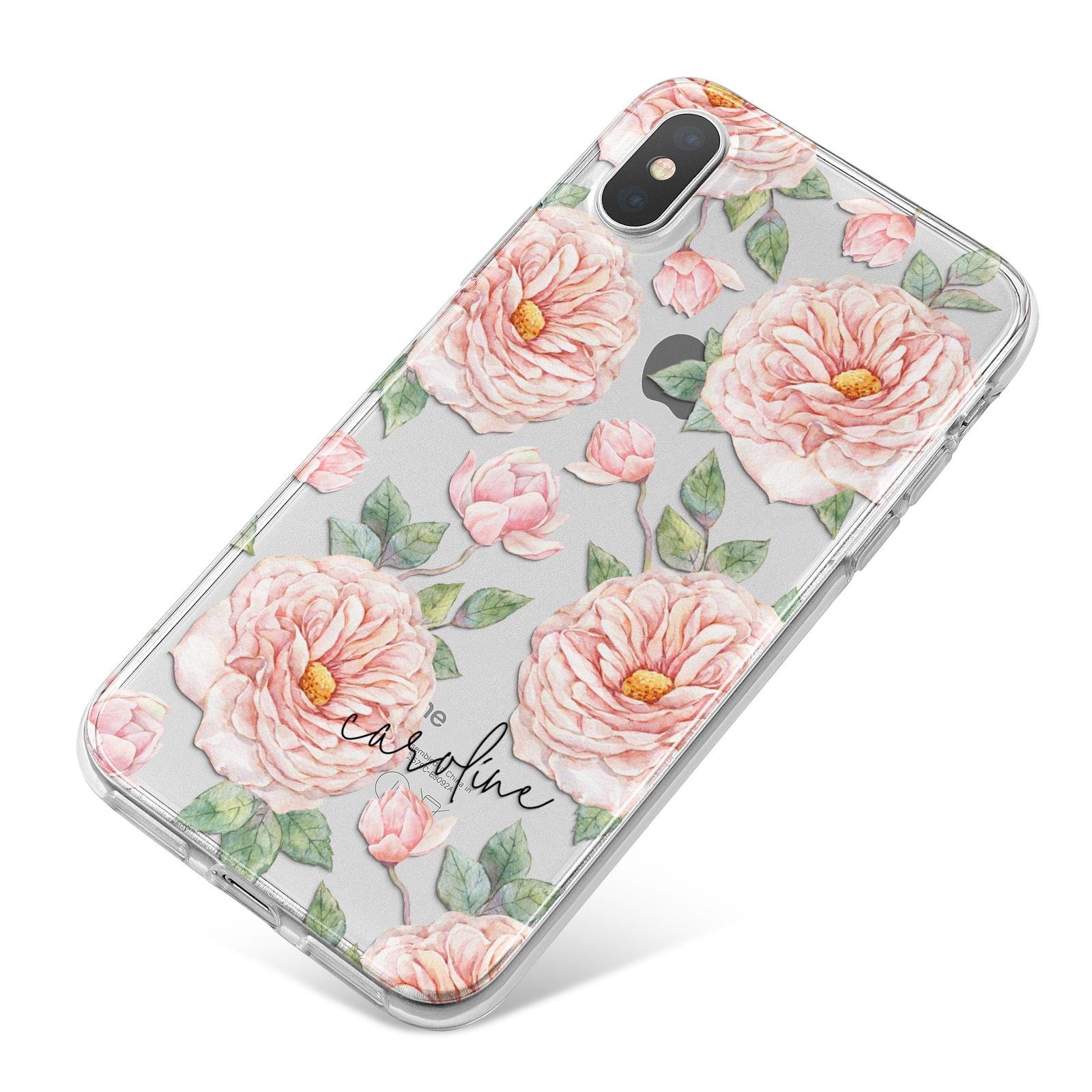 Personalised Peony iPhone X Bumper Case on Silver iPhone