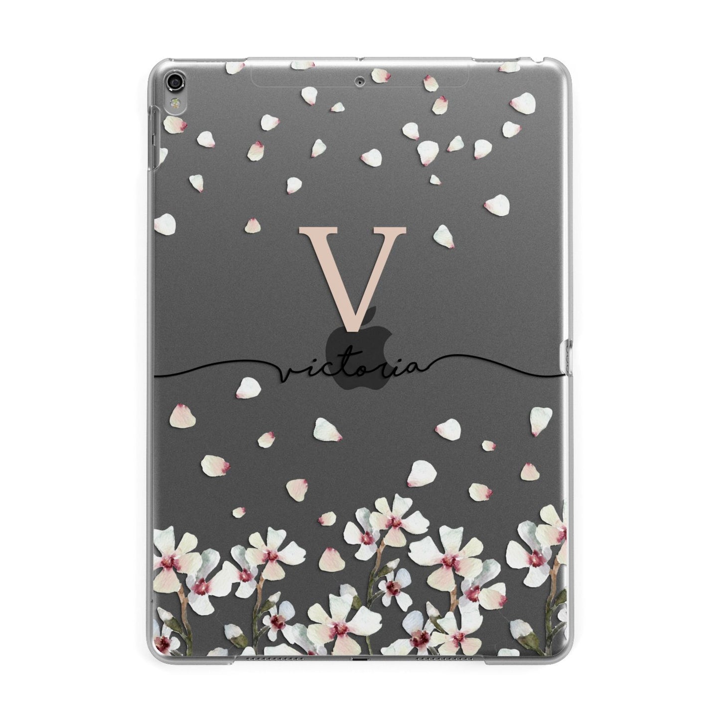 Personalised Petals Apple iPad Grey Case