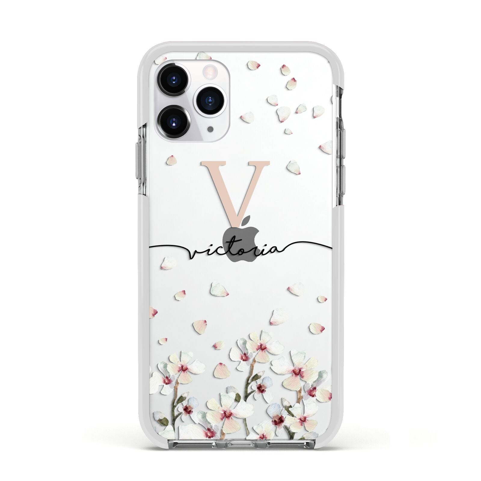 Personalised Petals Apple iPhone 11 Pro in Silver with White Impact Case