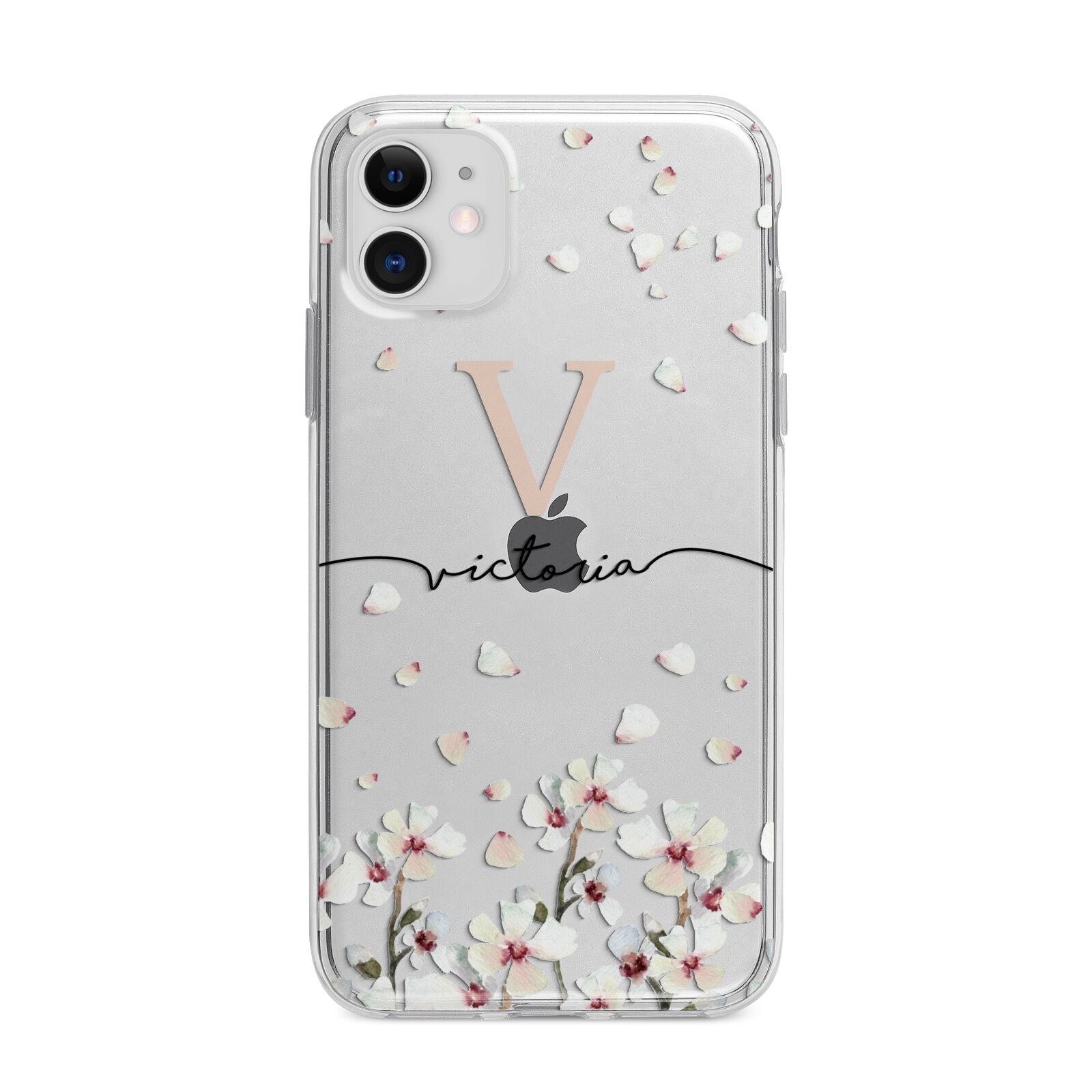 Personalised Petals Apple iPhone 11 in White with Bumper Case