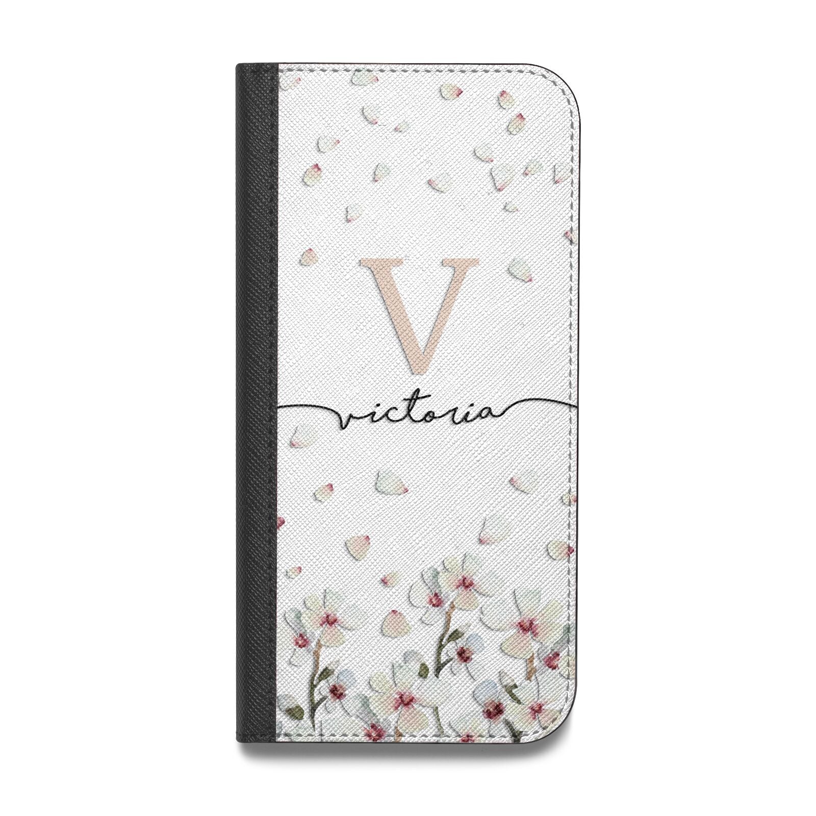 Personalised Petals Vegan Leather Flip iPhone Case