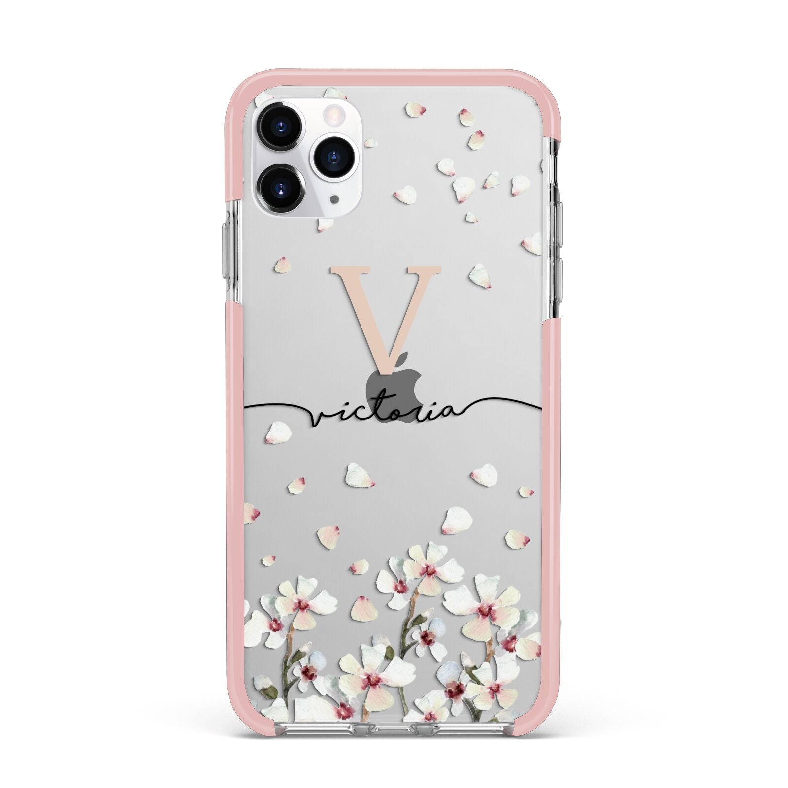 Personalised Petals iPhone 11 Pro Max Impact Pink Edge Case